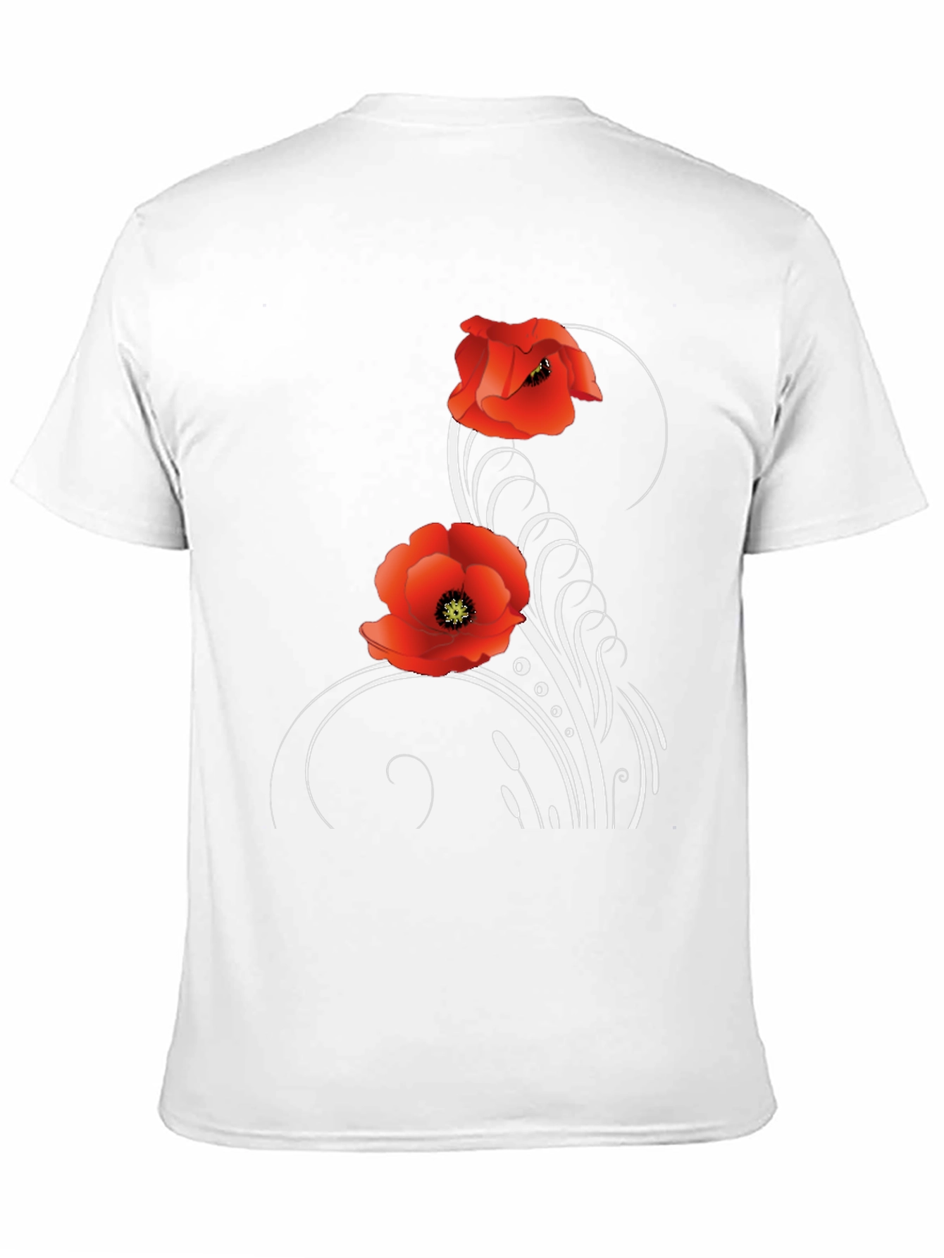 Floral Poppy T-Shirt - Black Cotton