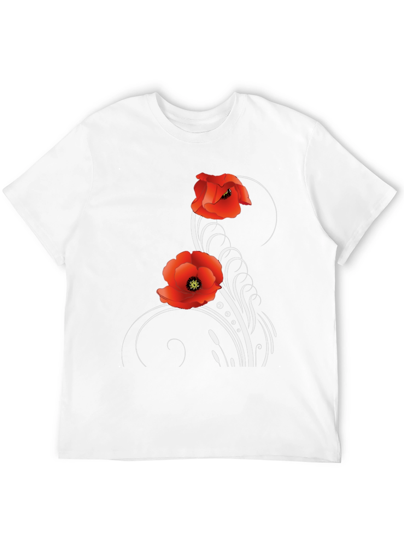 Floral Poppy T-Shirt - Black Cotton