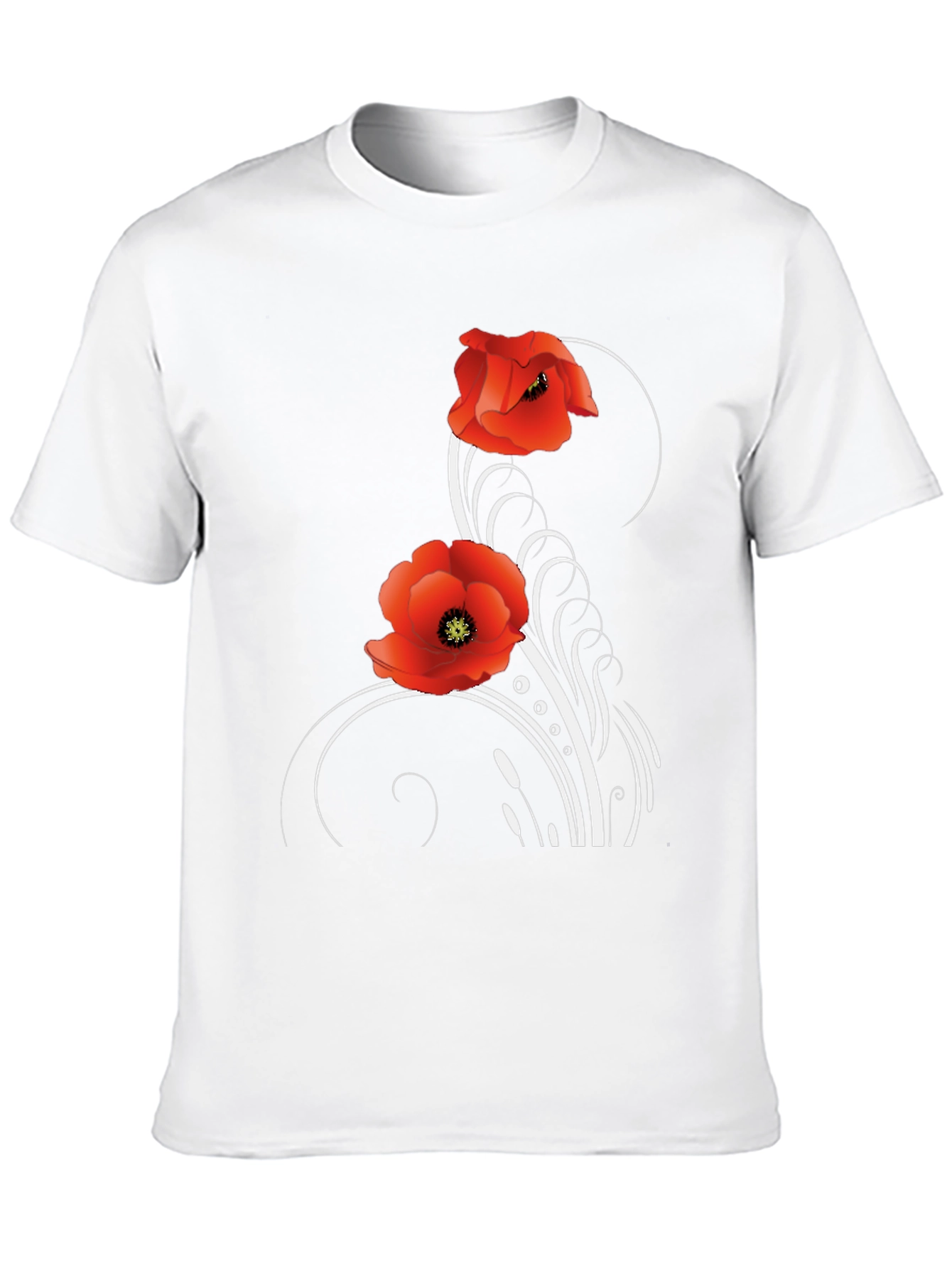 Floral Poppy T-Shirt - Black Cotton