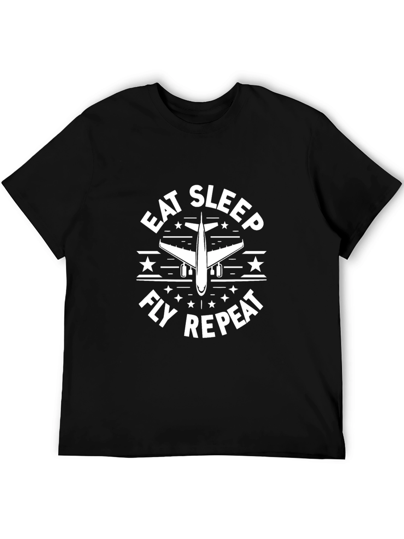 Eat Sleep Fly Repeat Airplane Graphic T-Shirt