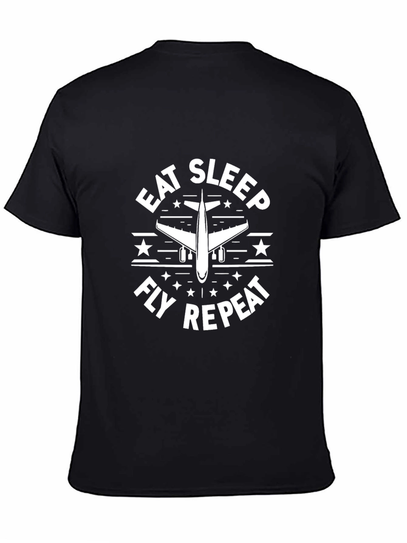 Eat Sleep Fly Repeat Airplane Graphic T-Shirt