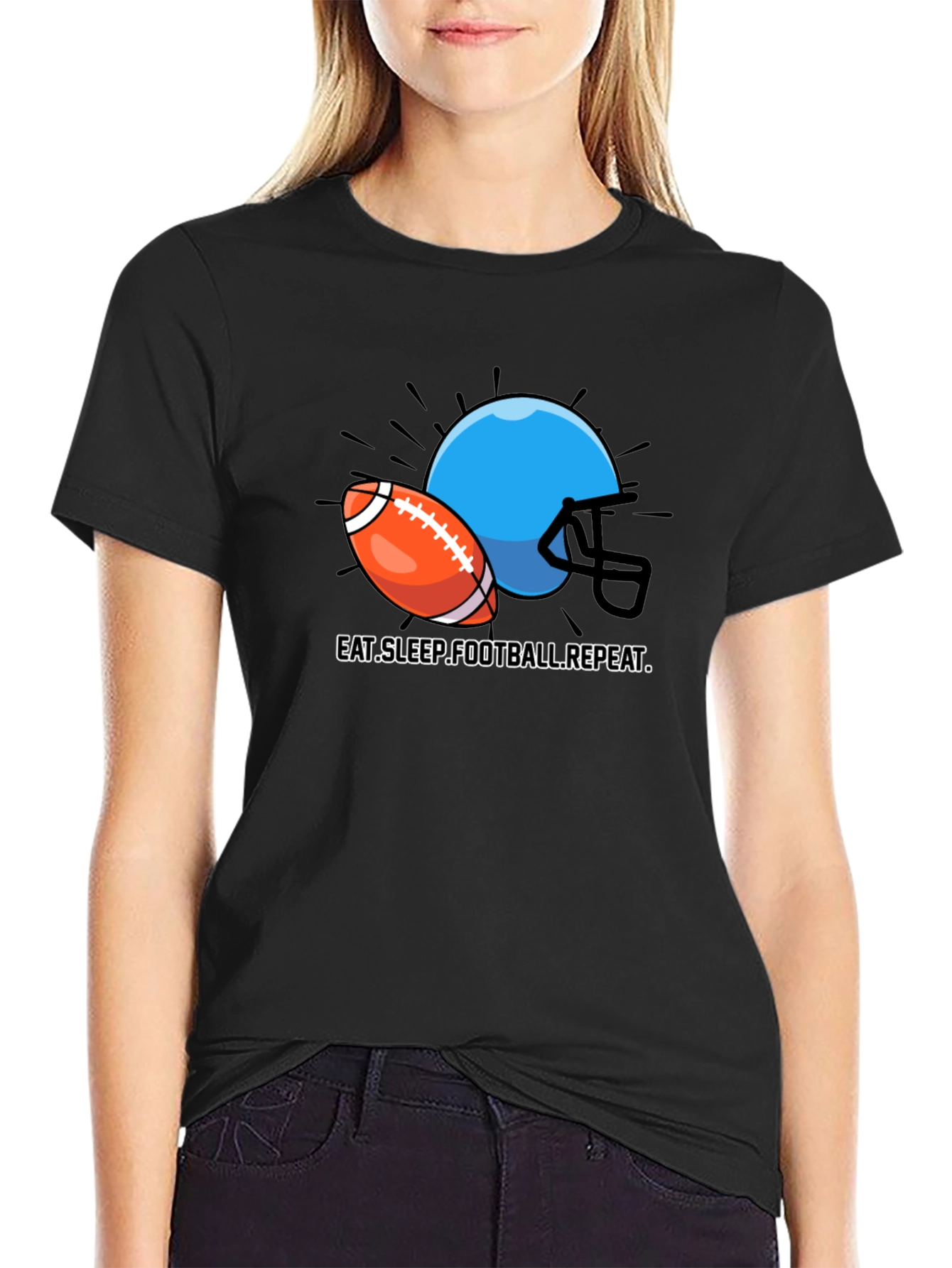 Eat Sleep Football Repeat Graphic T-Shirt