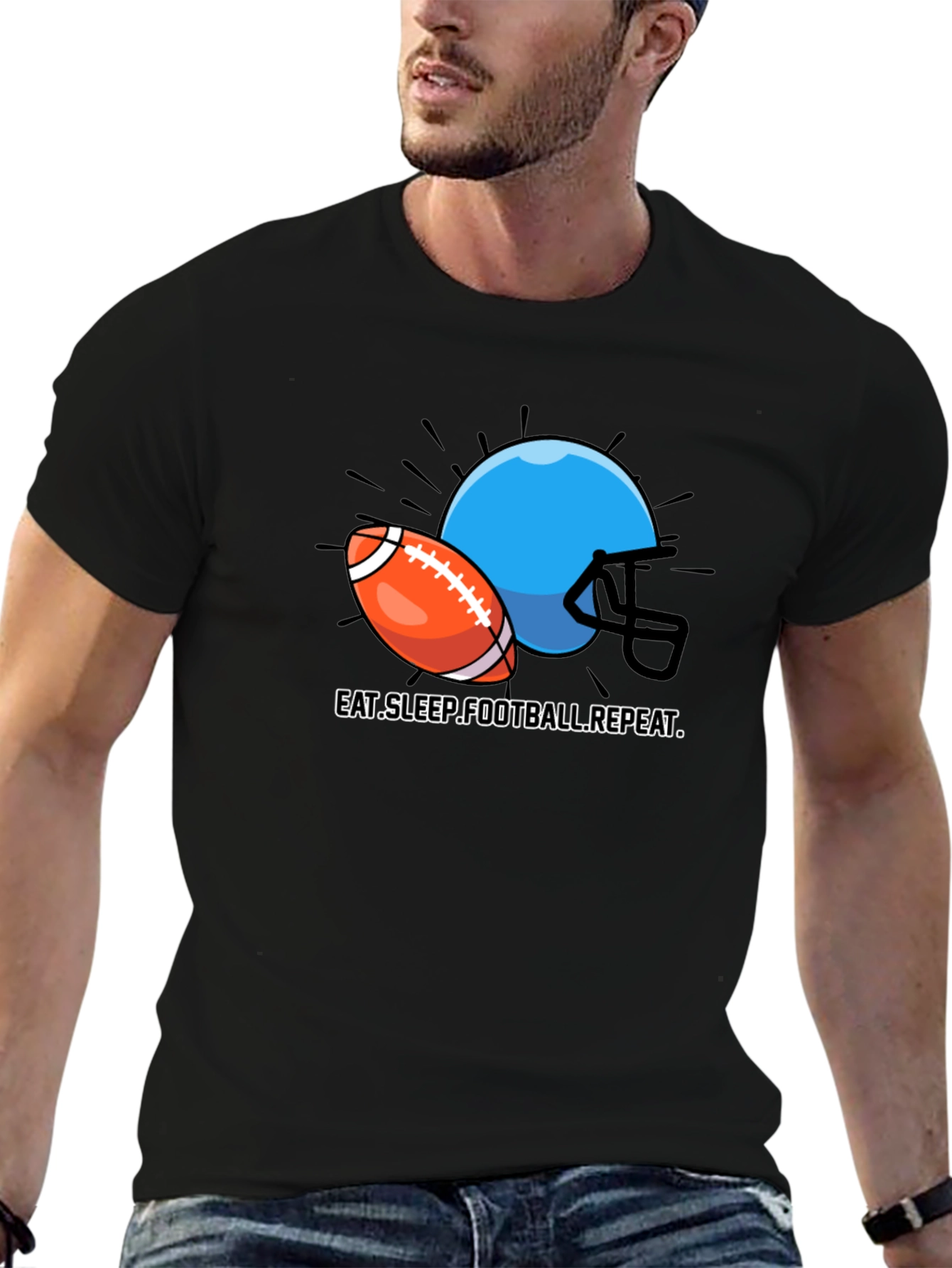 Eat Sleep Football Repeat Graphic T-Shirt