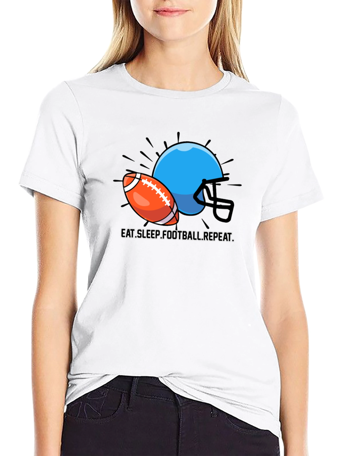 Eat Sleep Football Repeat Graphic T-Shirt