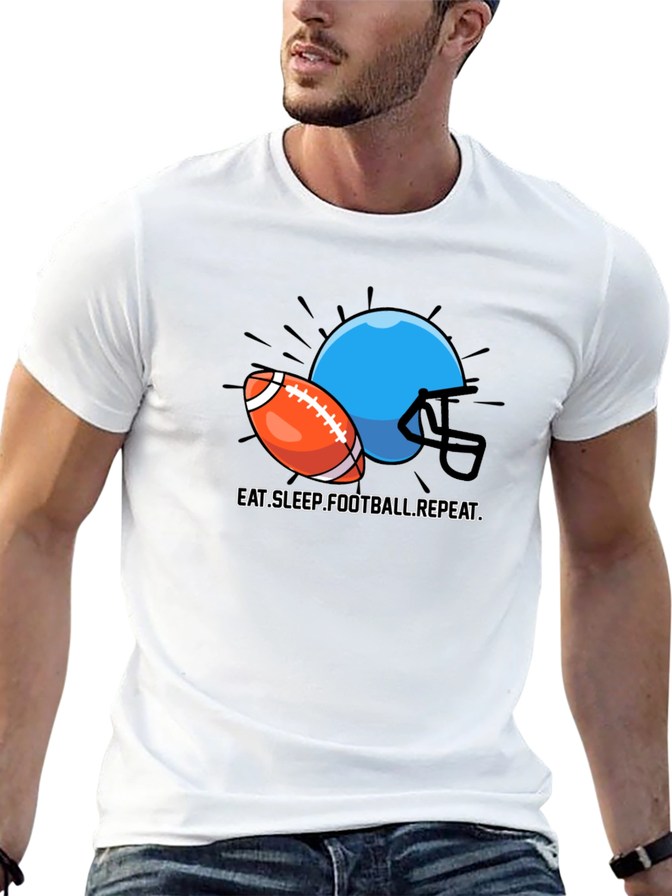 Eat Sleep Football Repeat Graphic T-Shirt