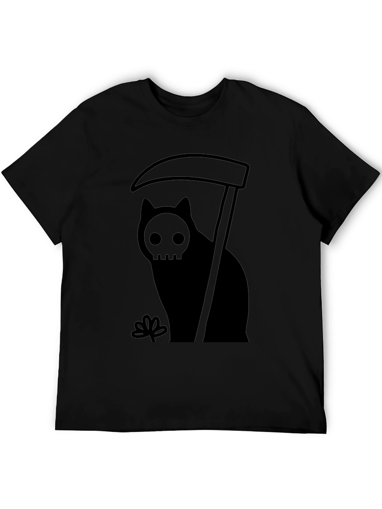 Grim Reaper Cat Graphic Tee - Black