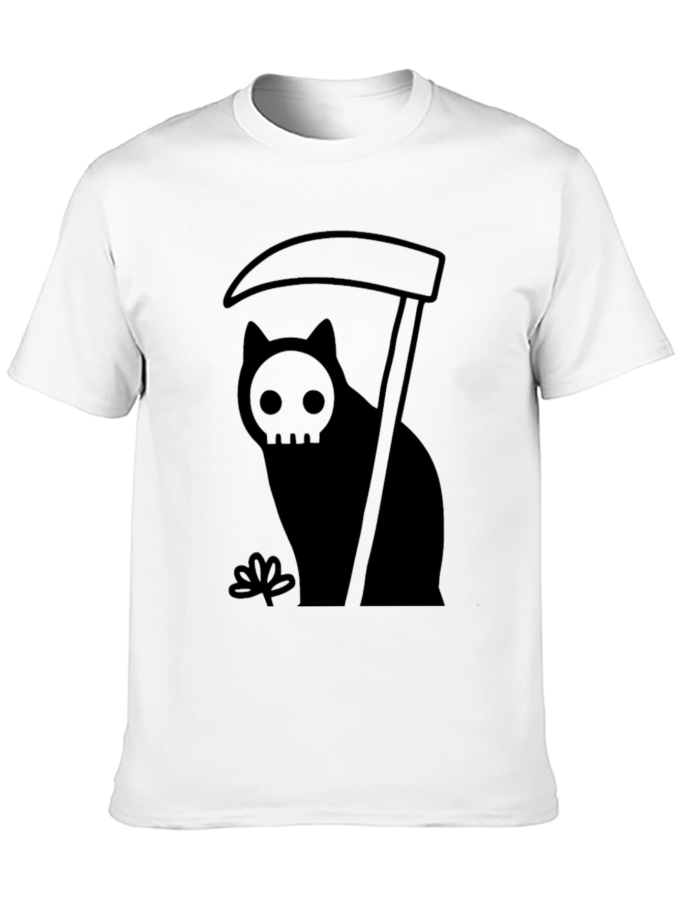 Grim Reaper Cat Graphic Tee - Black