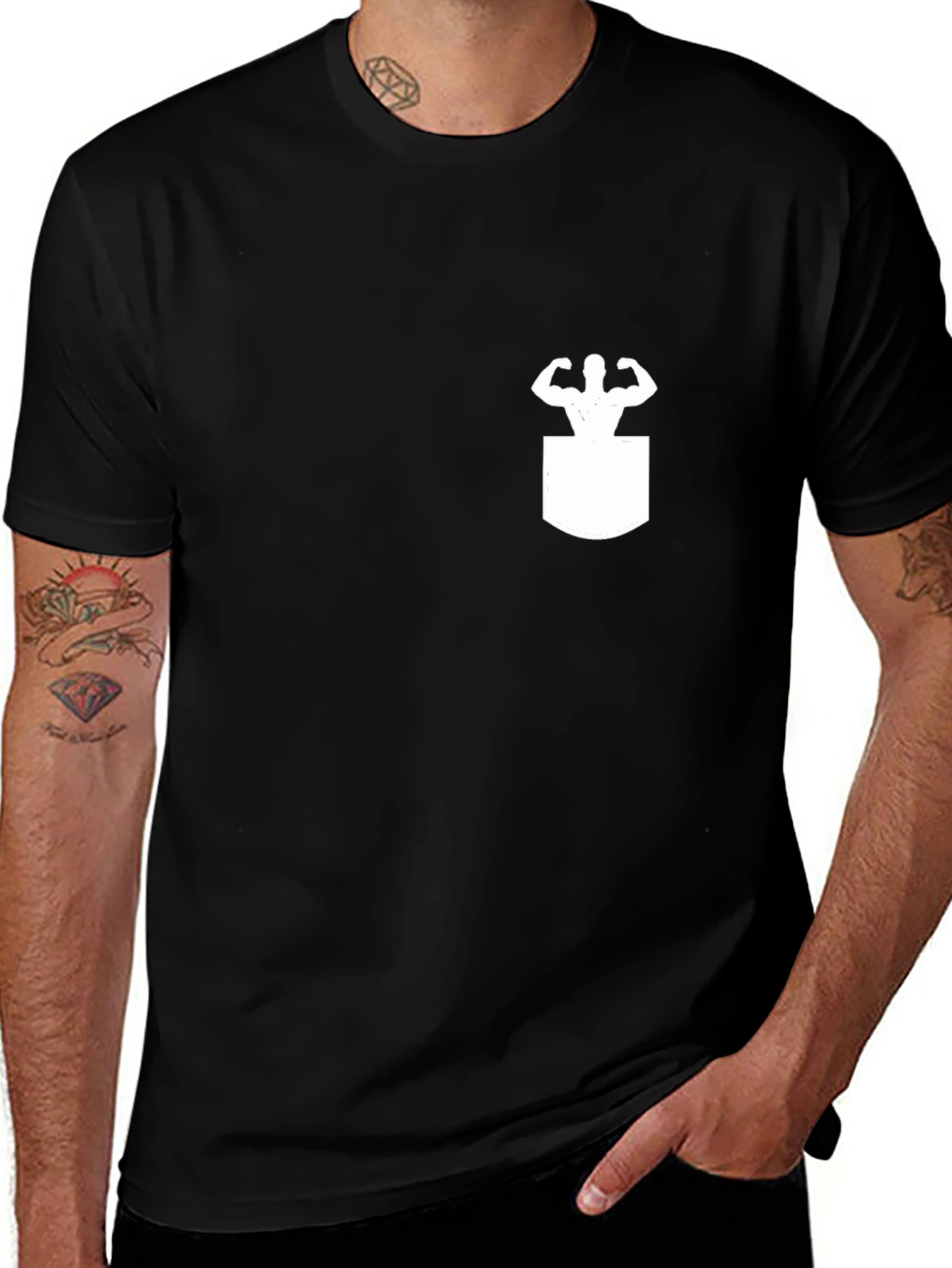 Muscle Man Pocket Tee - Gym Humor T-Shirt