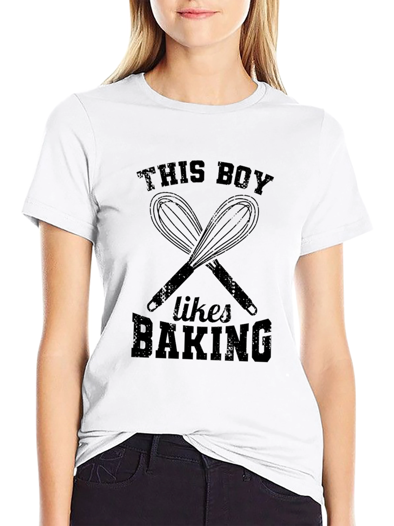 This Boy Likes Baking Black Graphic T-Shirt