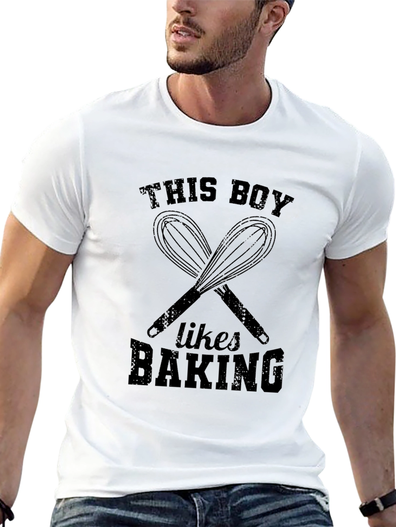 This Boy Likes Baking Black Graphic T-Shirt