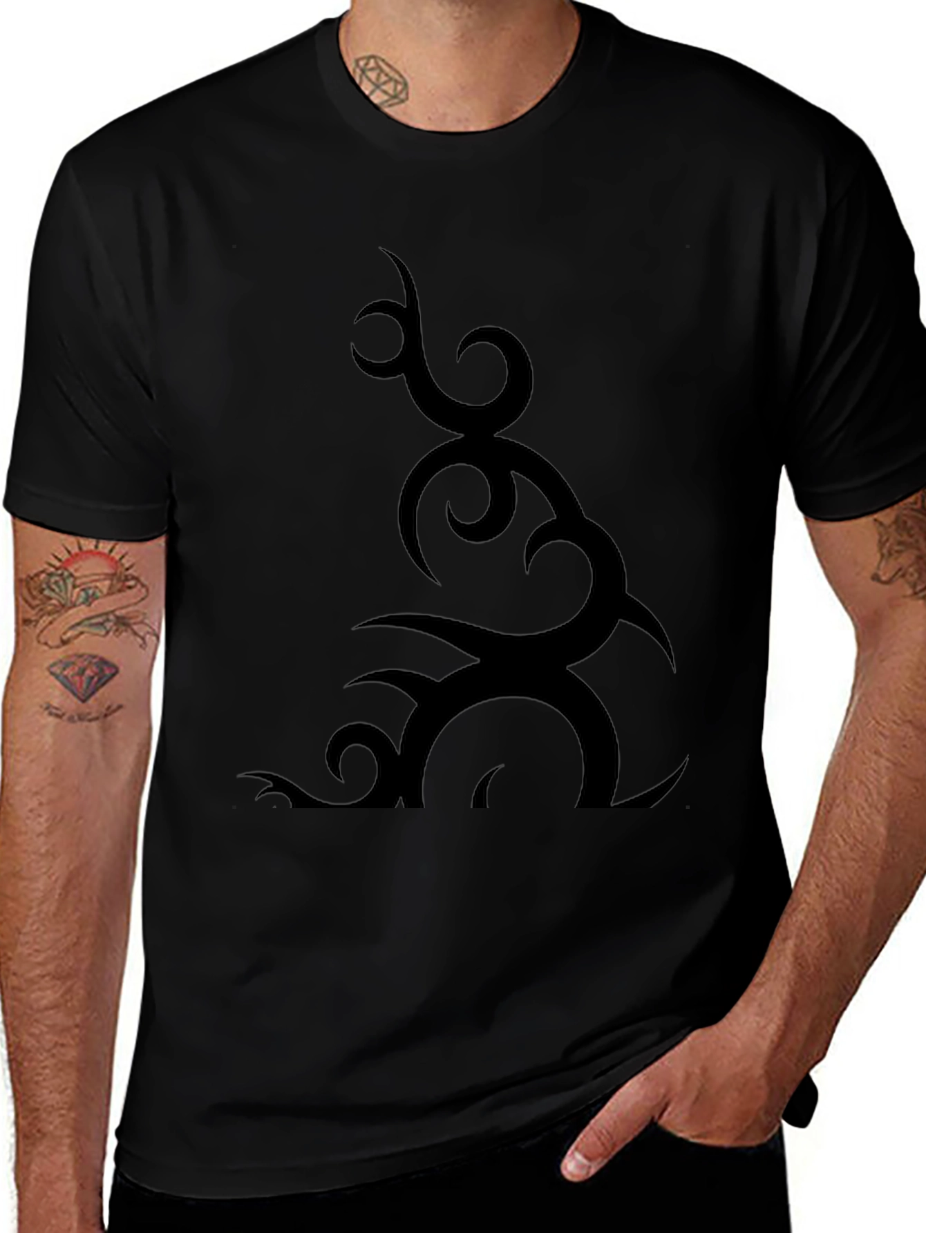 Tribal Design Black T-Shirt for Men