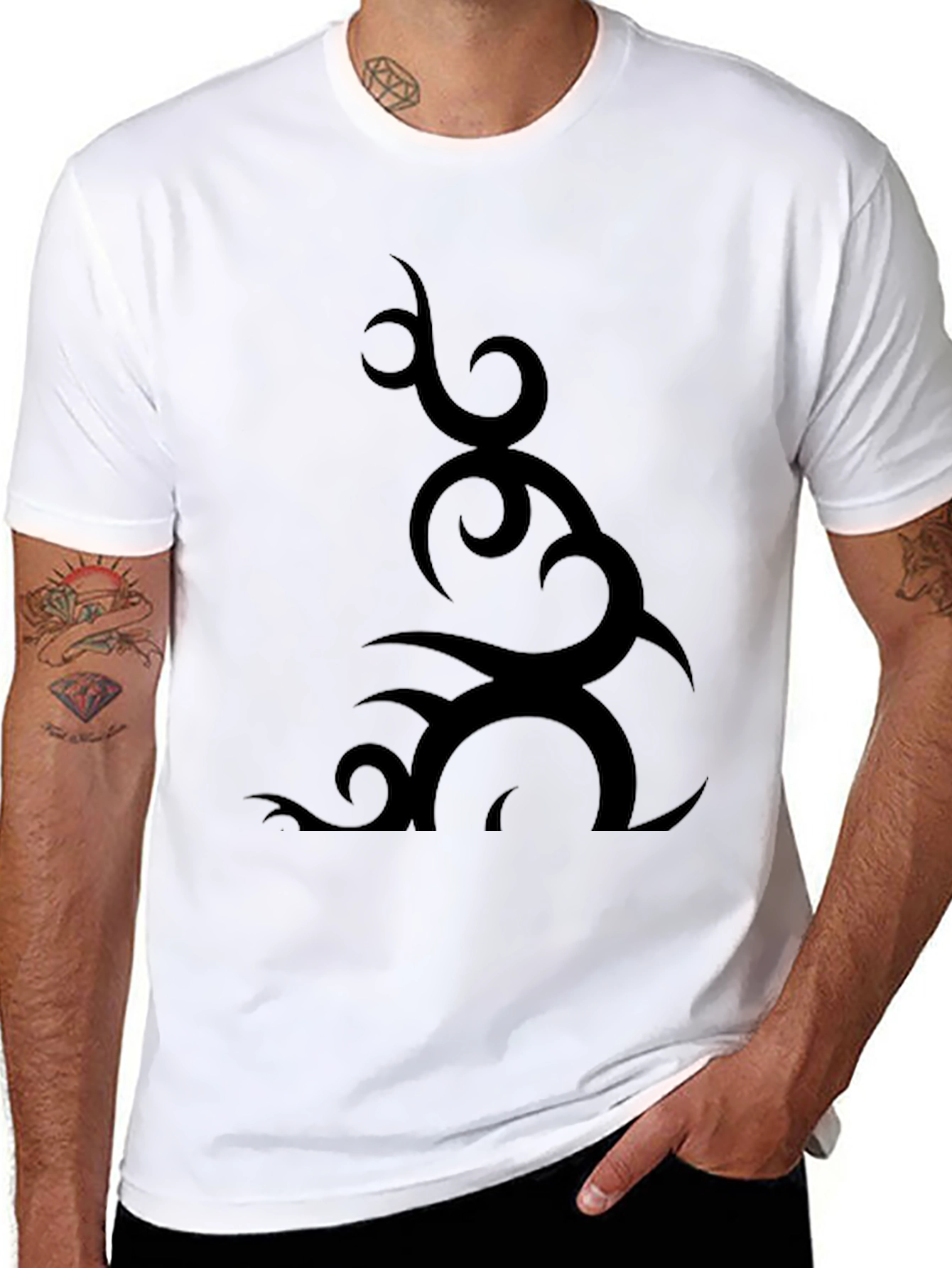 Tribal Design Black T-Shirt for Men