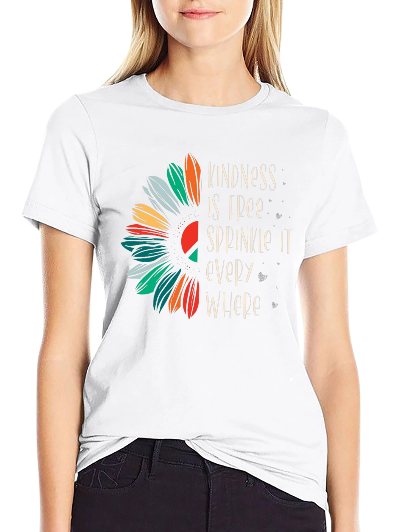 Kindness Sunflower Graphic Tee - Unisex Black T-Shirt
