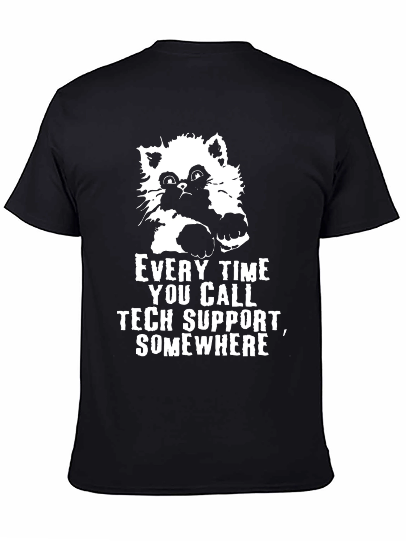 Tech Support Cat Graphic Tee - Black