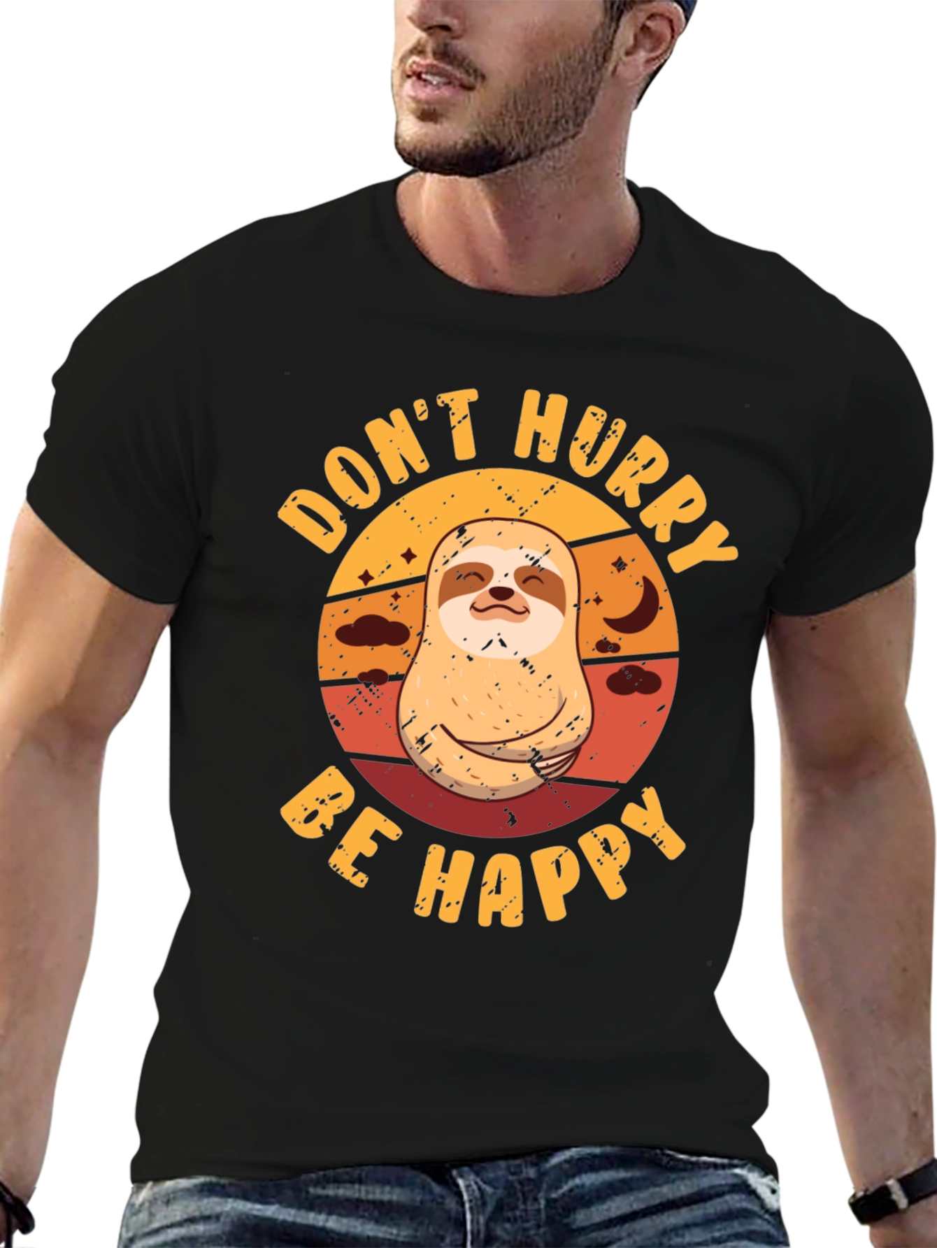 Dont Hurry Be Happy Sloth Graphic Tee