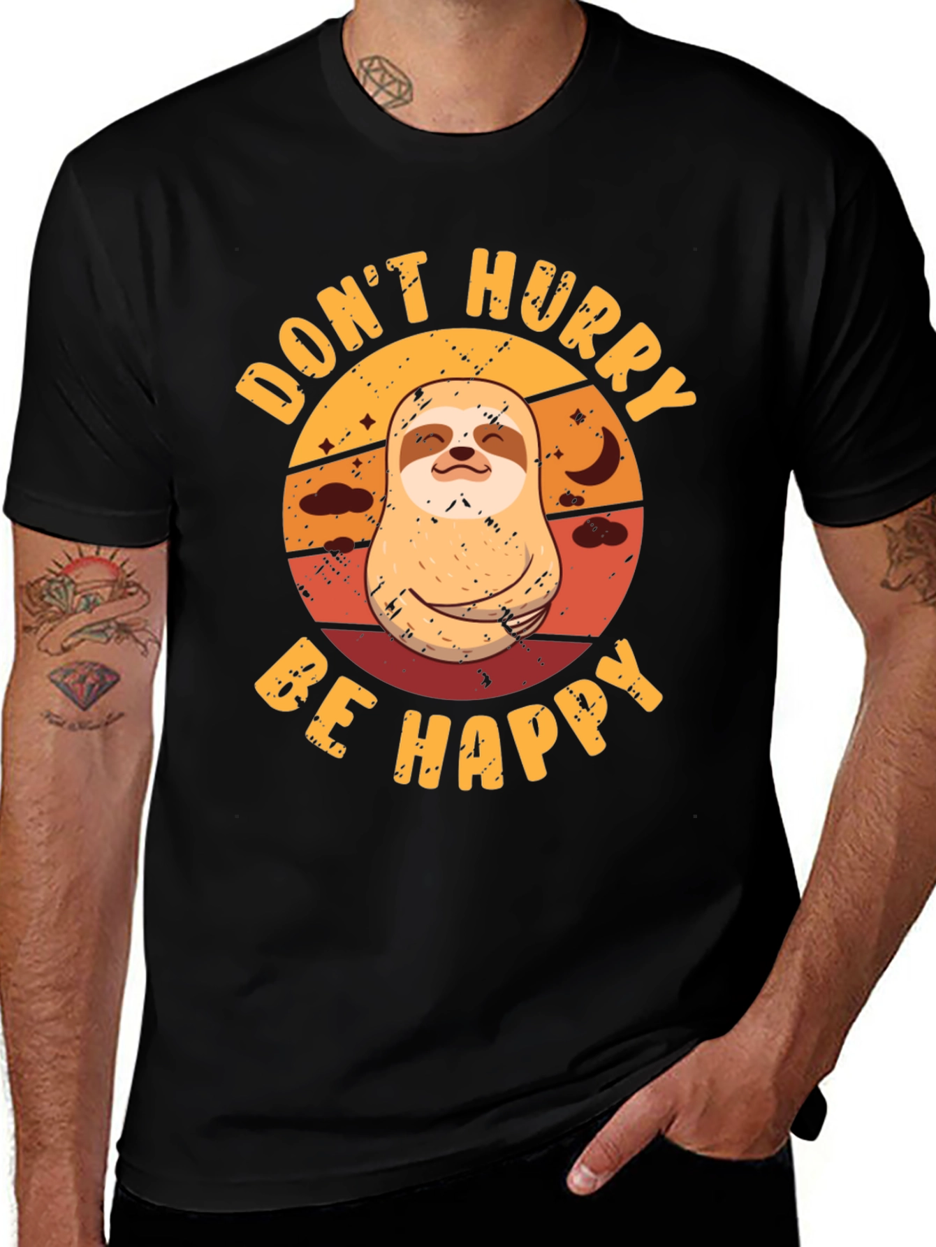 Dont Hurry Be Happy Sloth Graphic Tee