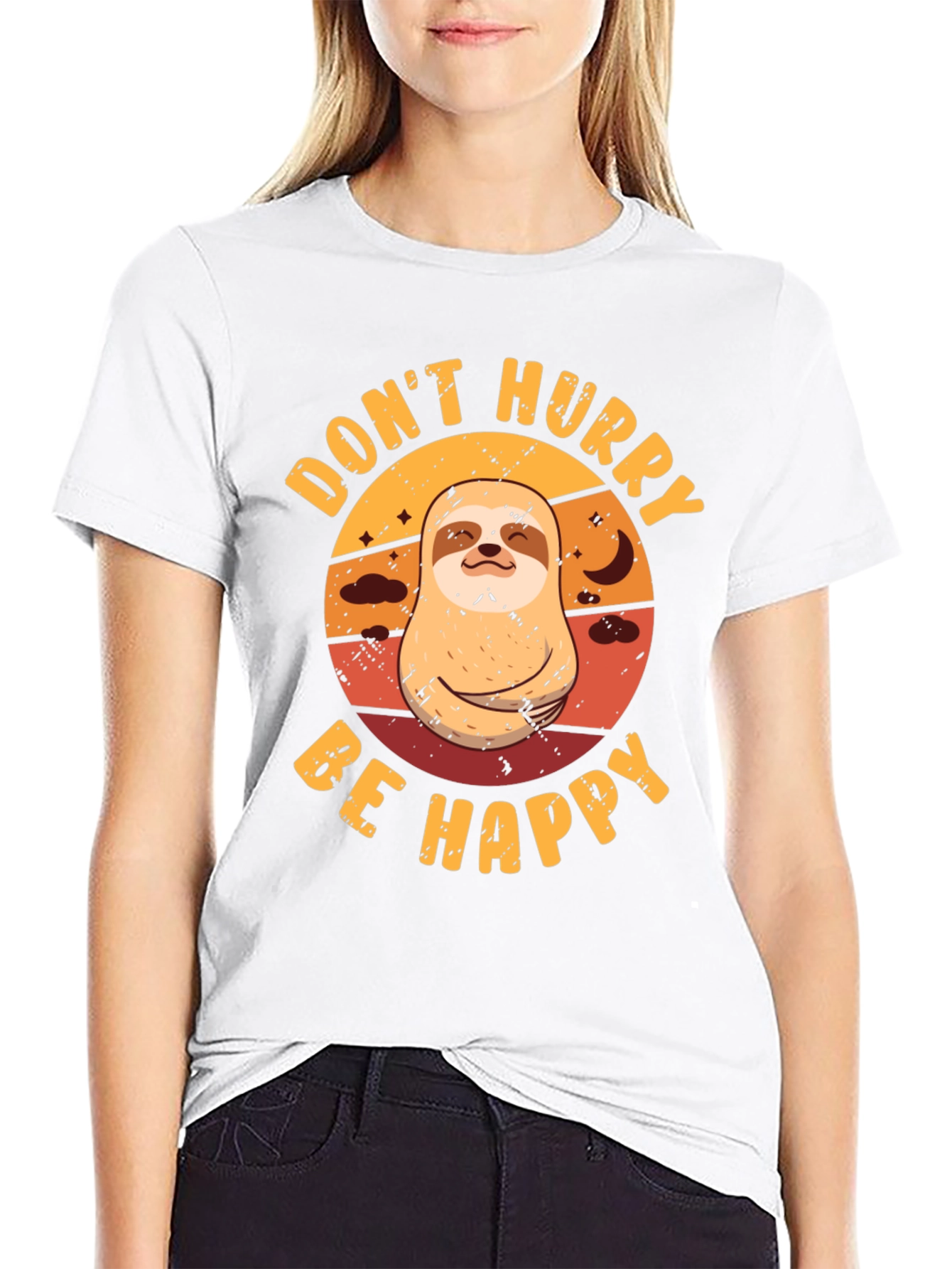 Dont Hurry Be Happy Sloth Graphic Tee
