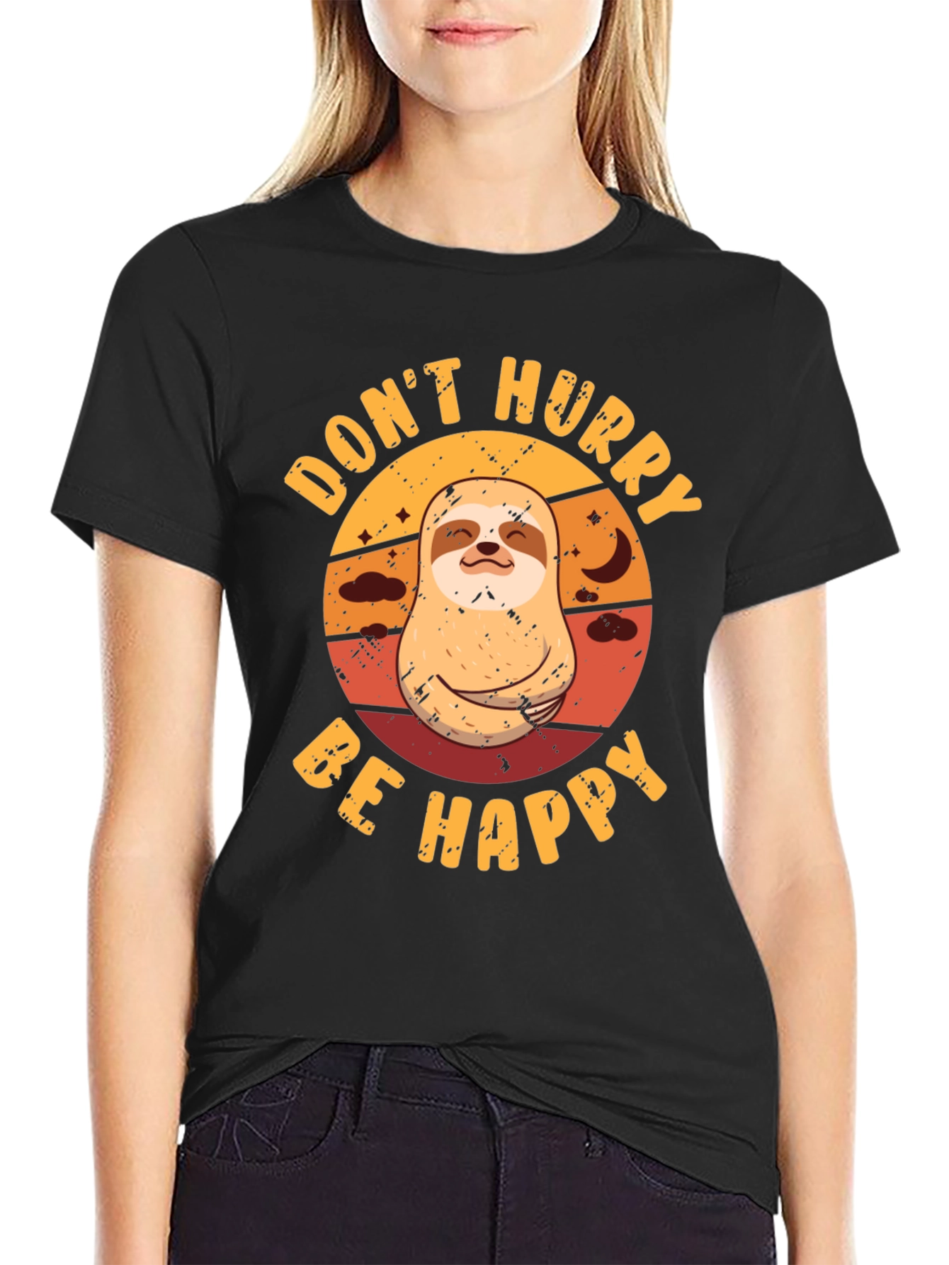 Dont Hurry Be Happy Sloth Graphic Tee