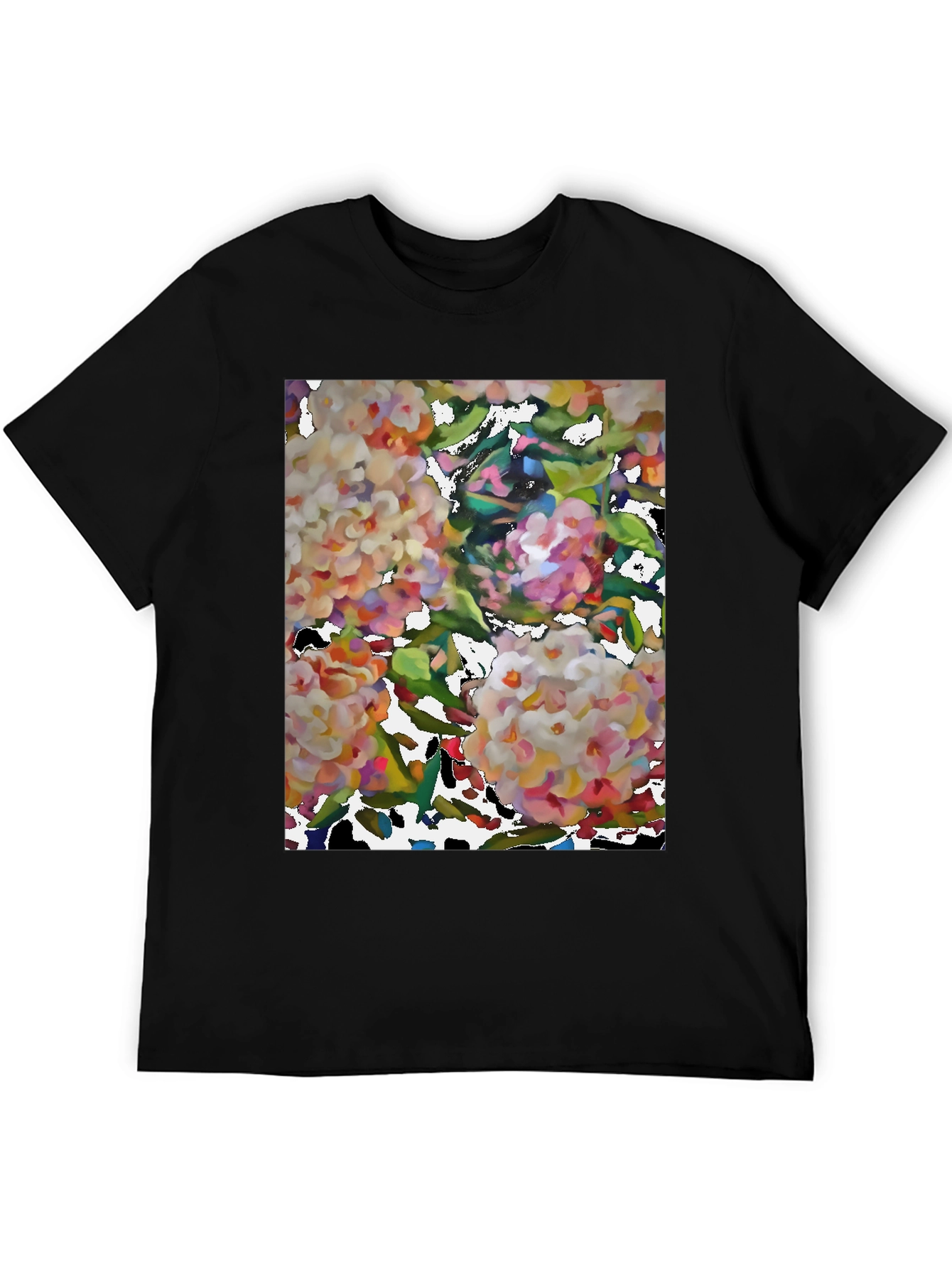 Floral Art Black T-Shirt