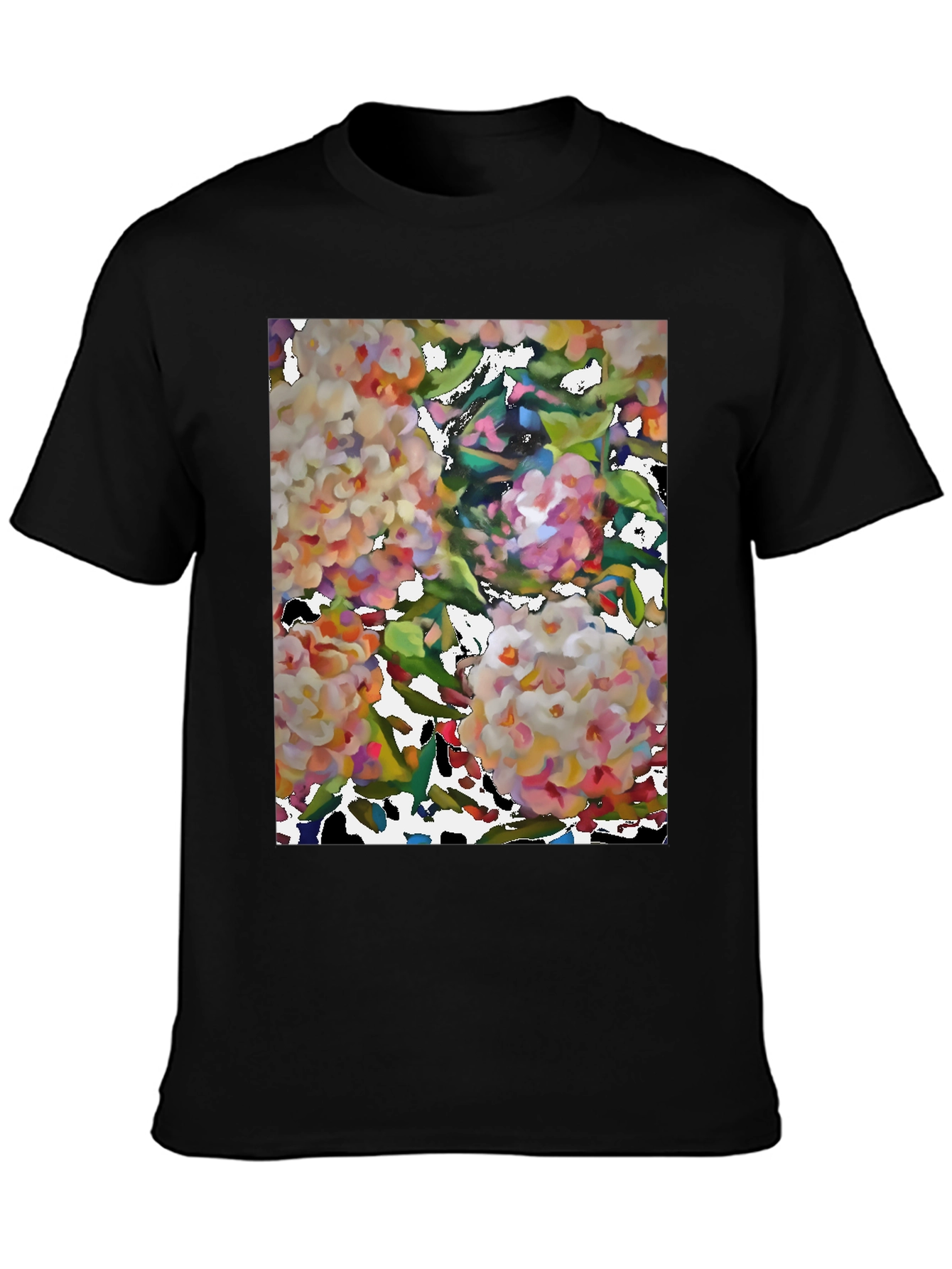 Floral Art Black T-Shirt