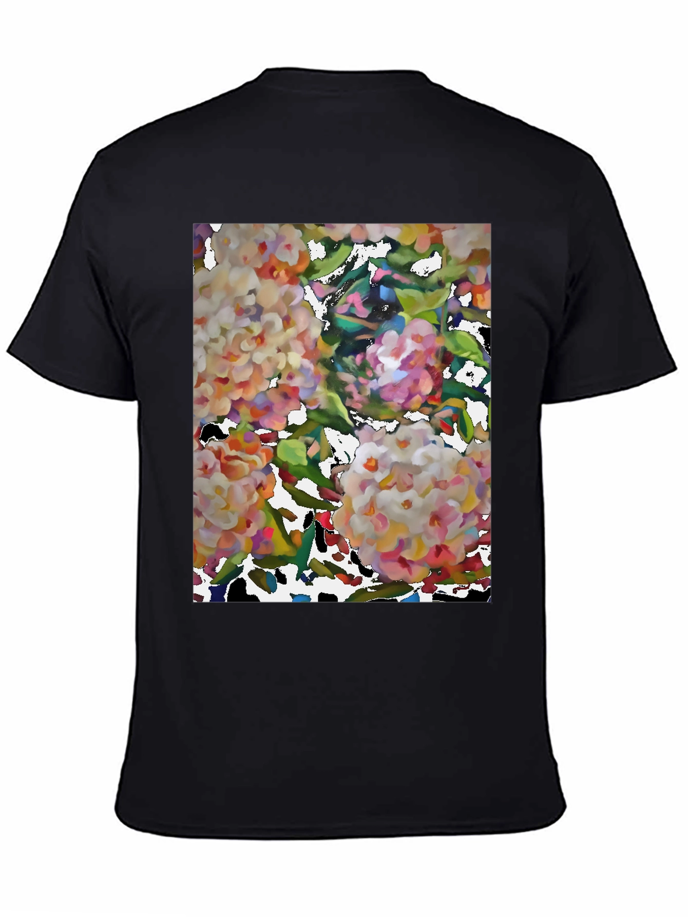 Floral Art Black T-Shirt