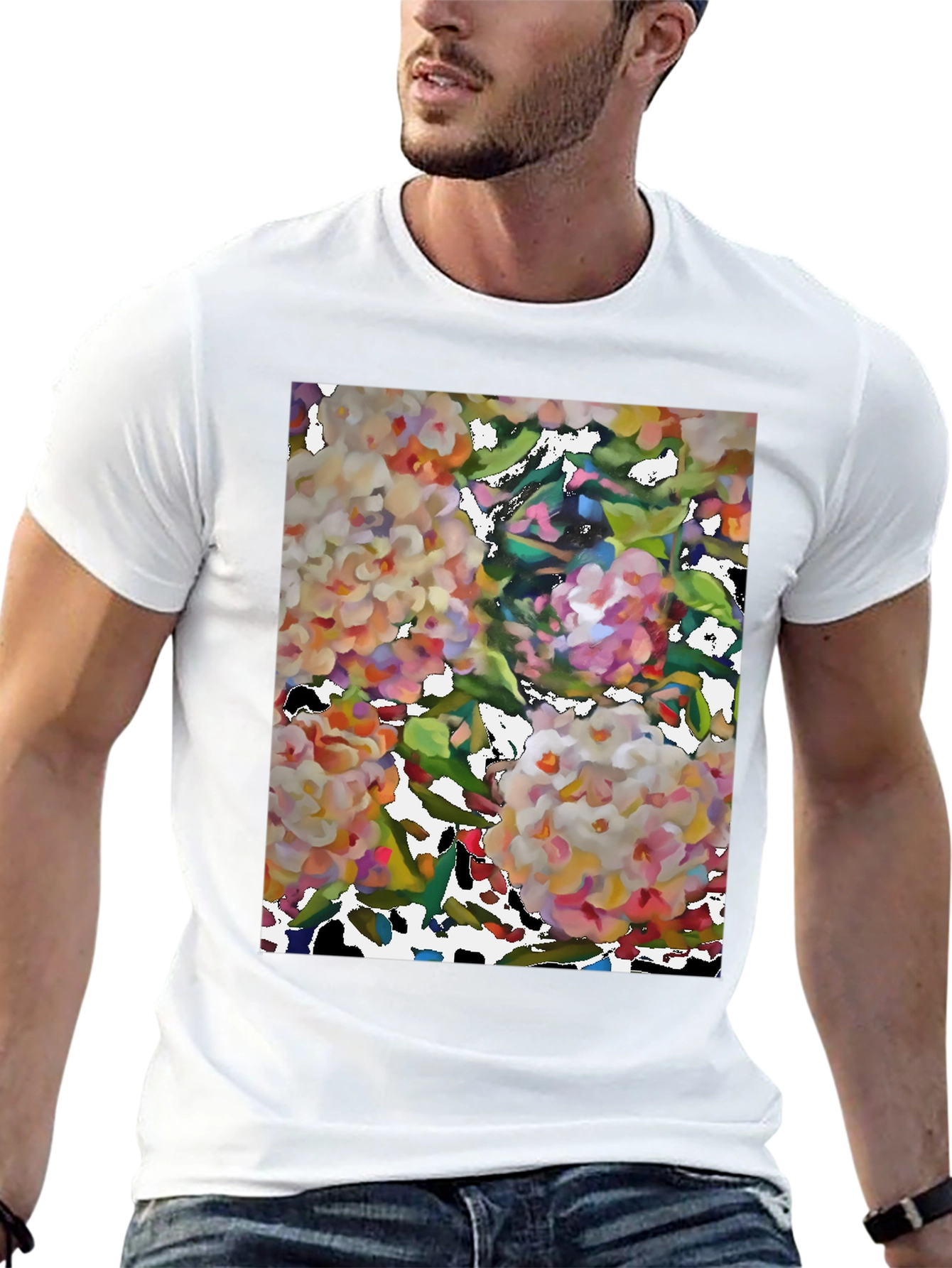 Floral Art Black T-Shirt
