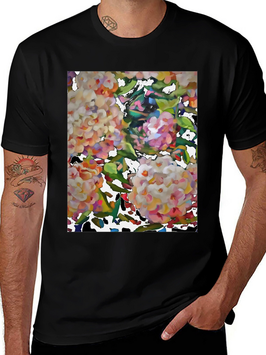 Floral Art Black T-Shirt