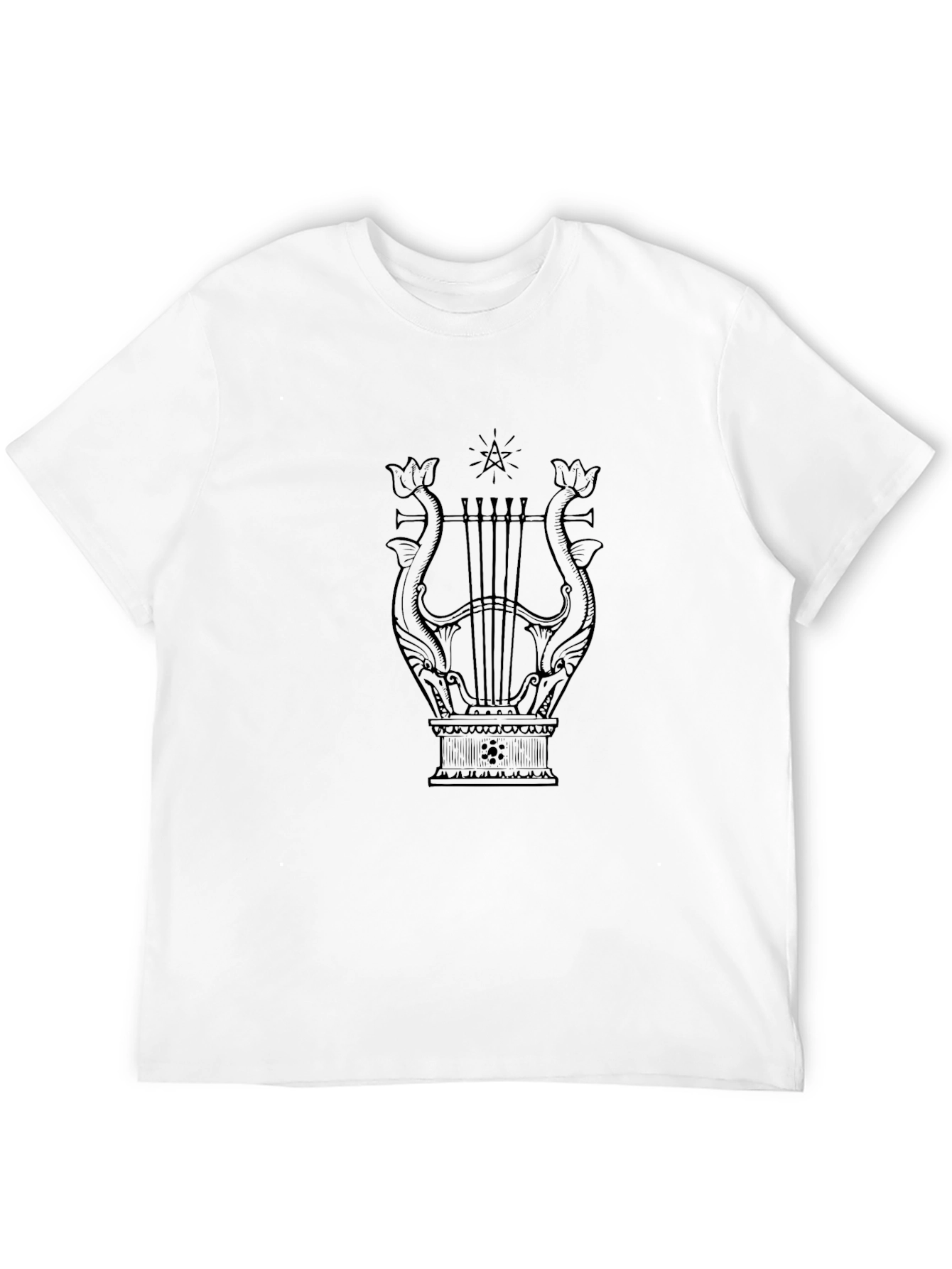 Elegant Lyre Graphic Tee - Black