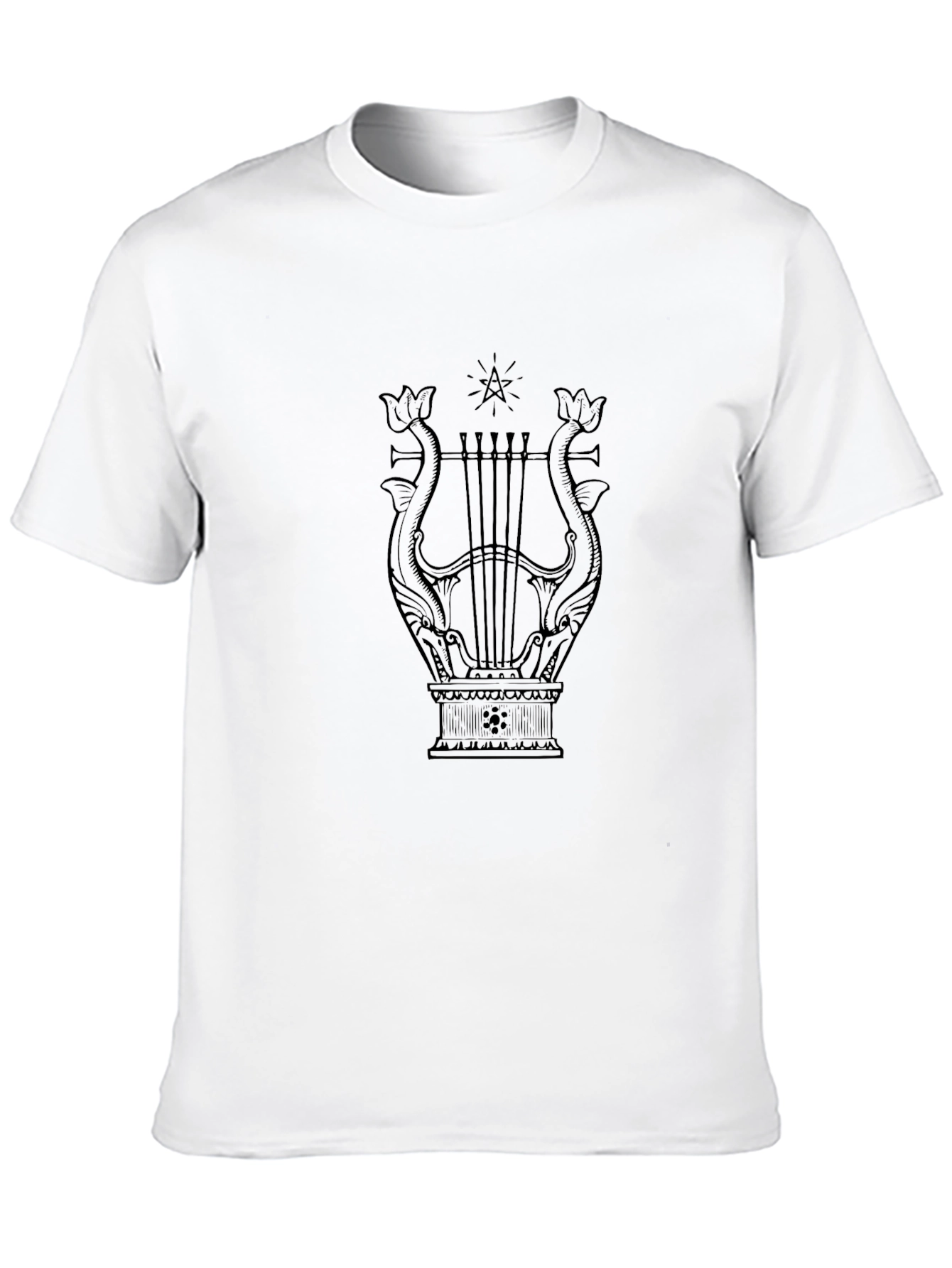 Elegant Lyre Graphic Tee - Black