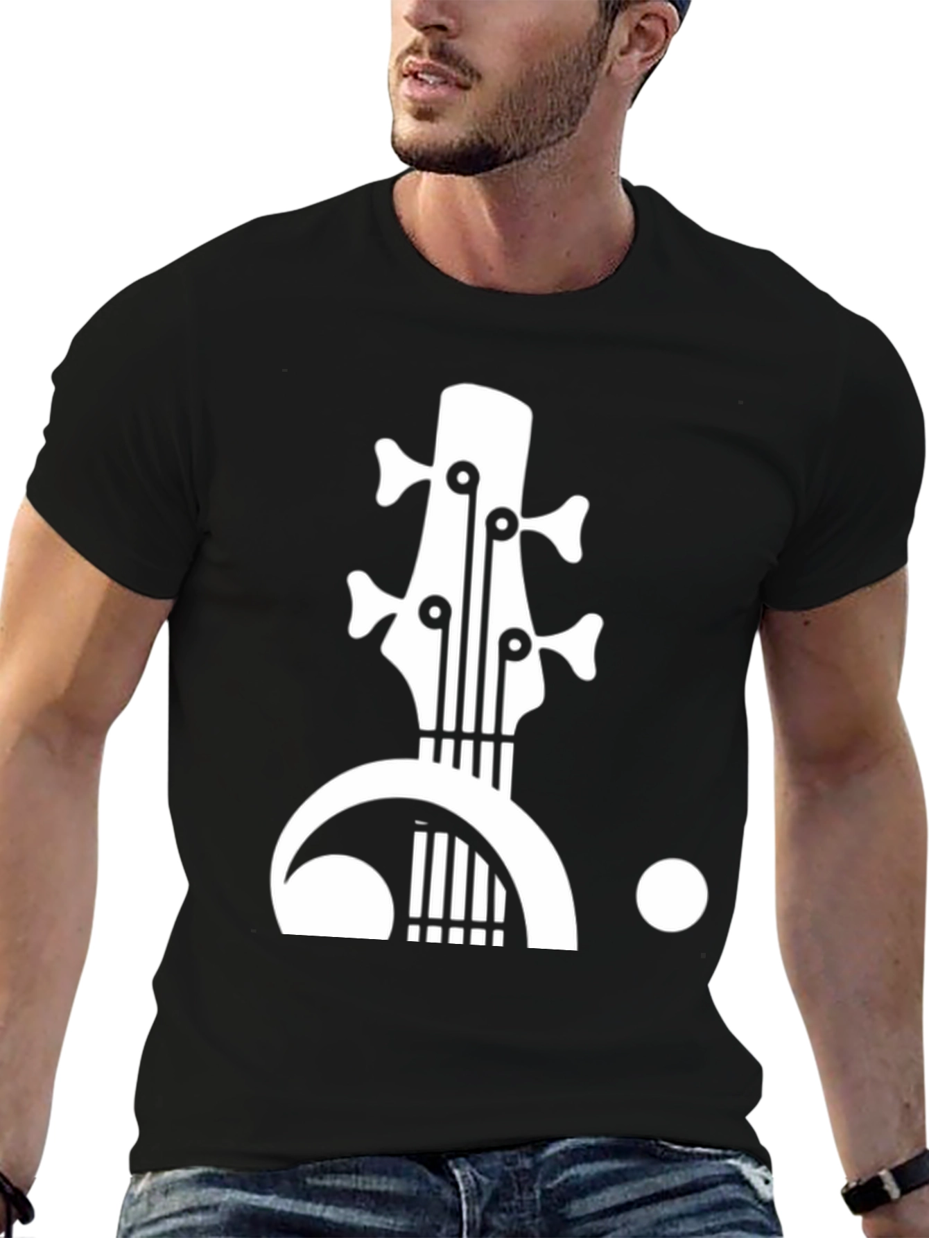 Bass Guitar Graphic Black T-Shirt
