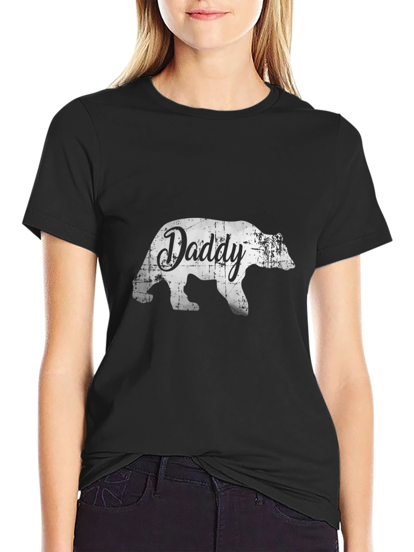 Daddy Bear Graphic Tee - Black Cotton T-Shirt