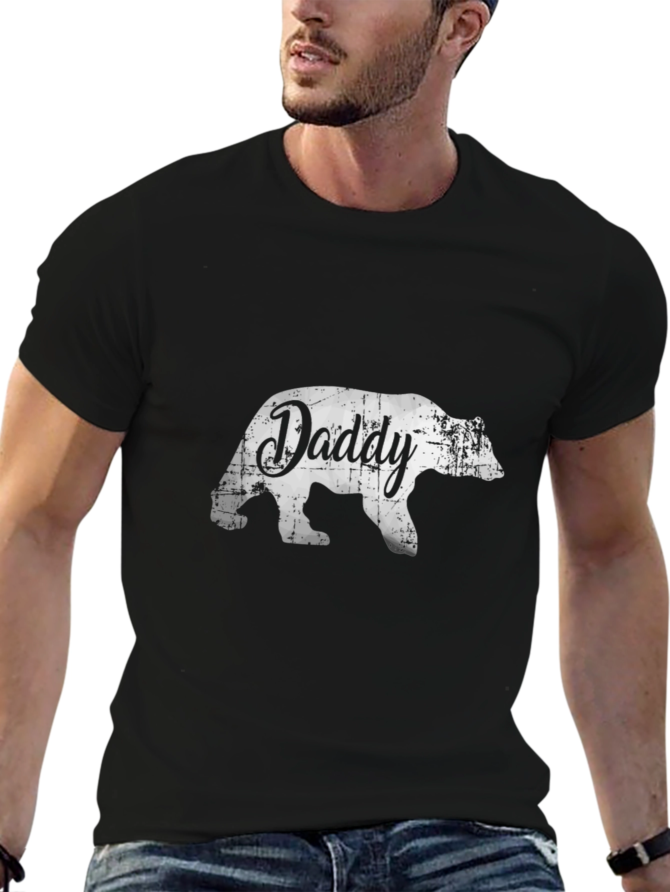 Daddy Bear Graphic Tee - Black Cotton T-Shirt