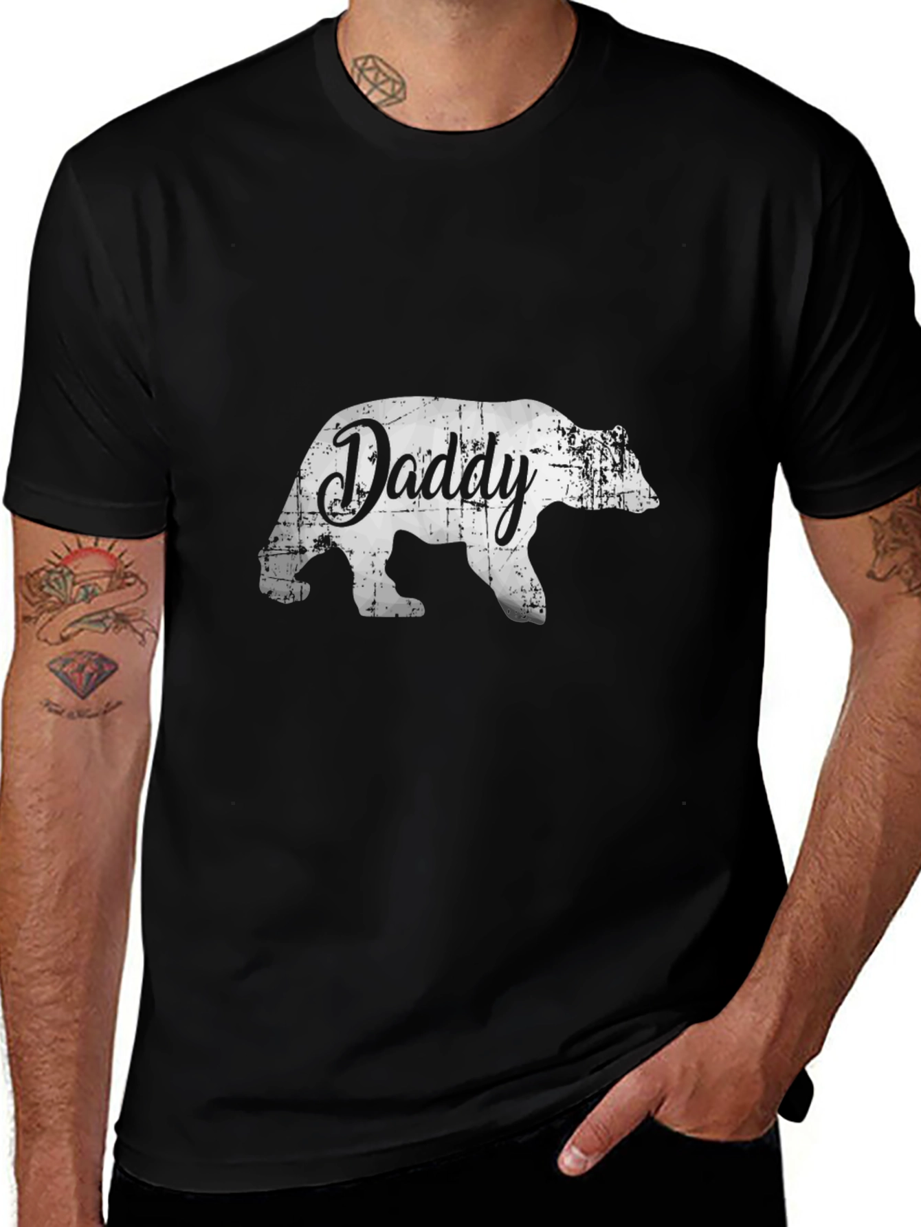 Daddy Bear Graphic Tee - Black Cotton T-Shirt