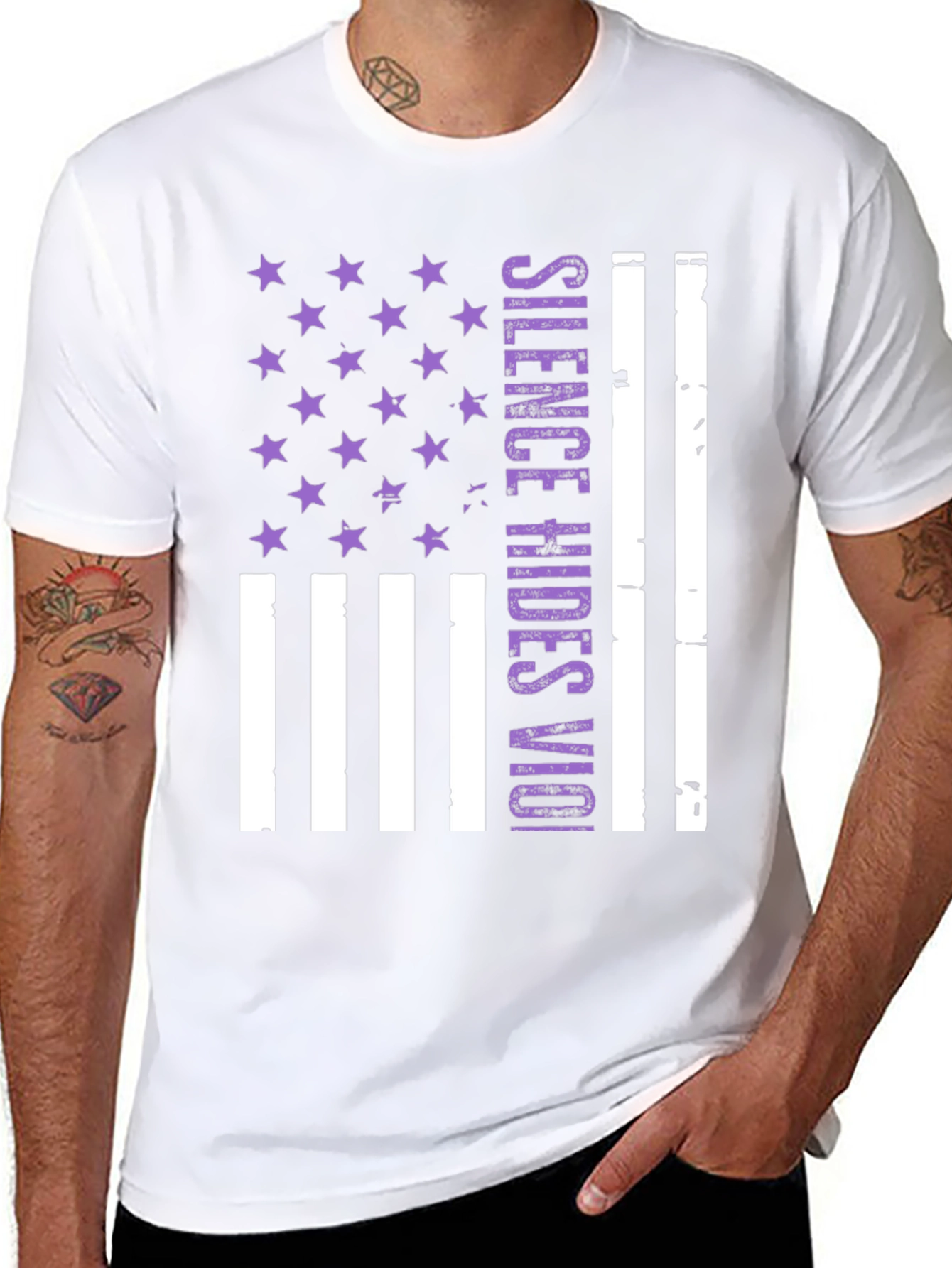 Silence Hides Violence USA Flag Graphic Tee