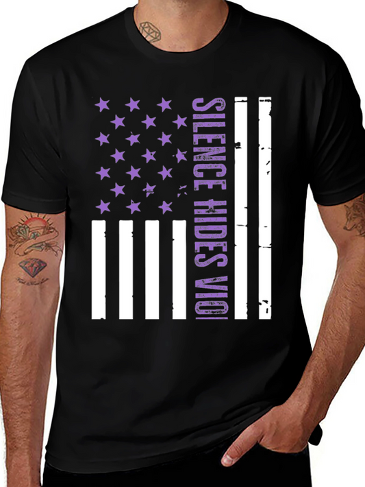 Silence Hides Violence USA Flag Graphic Tee