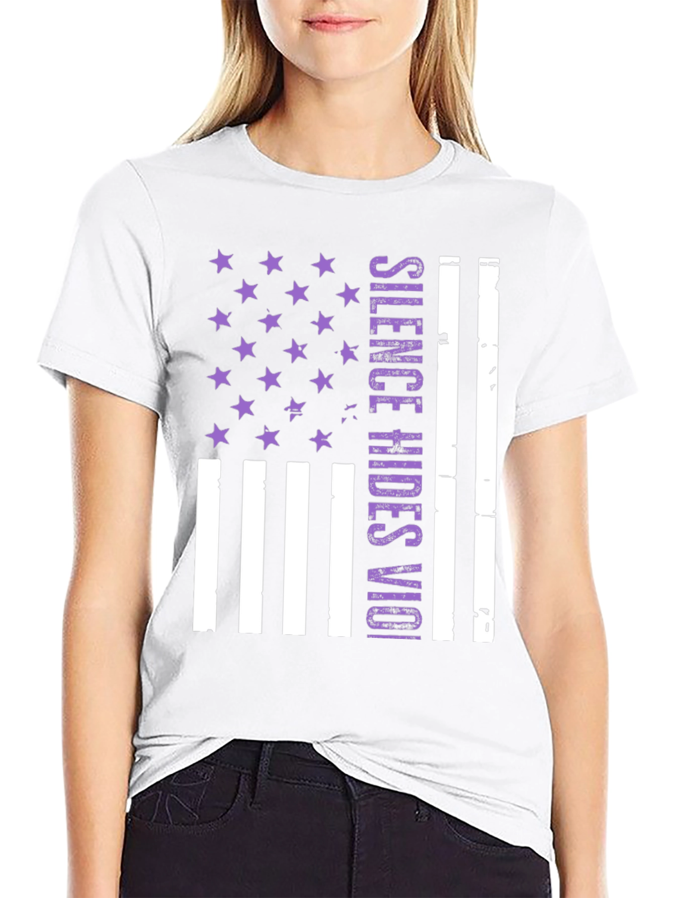 Silence Hides Violence USA Flag Graphic Tee