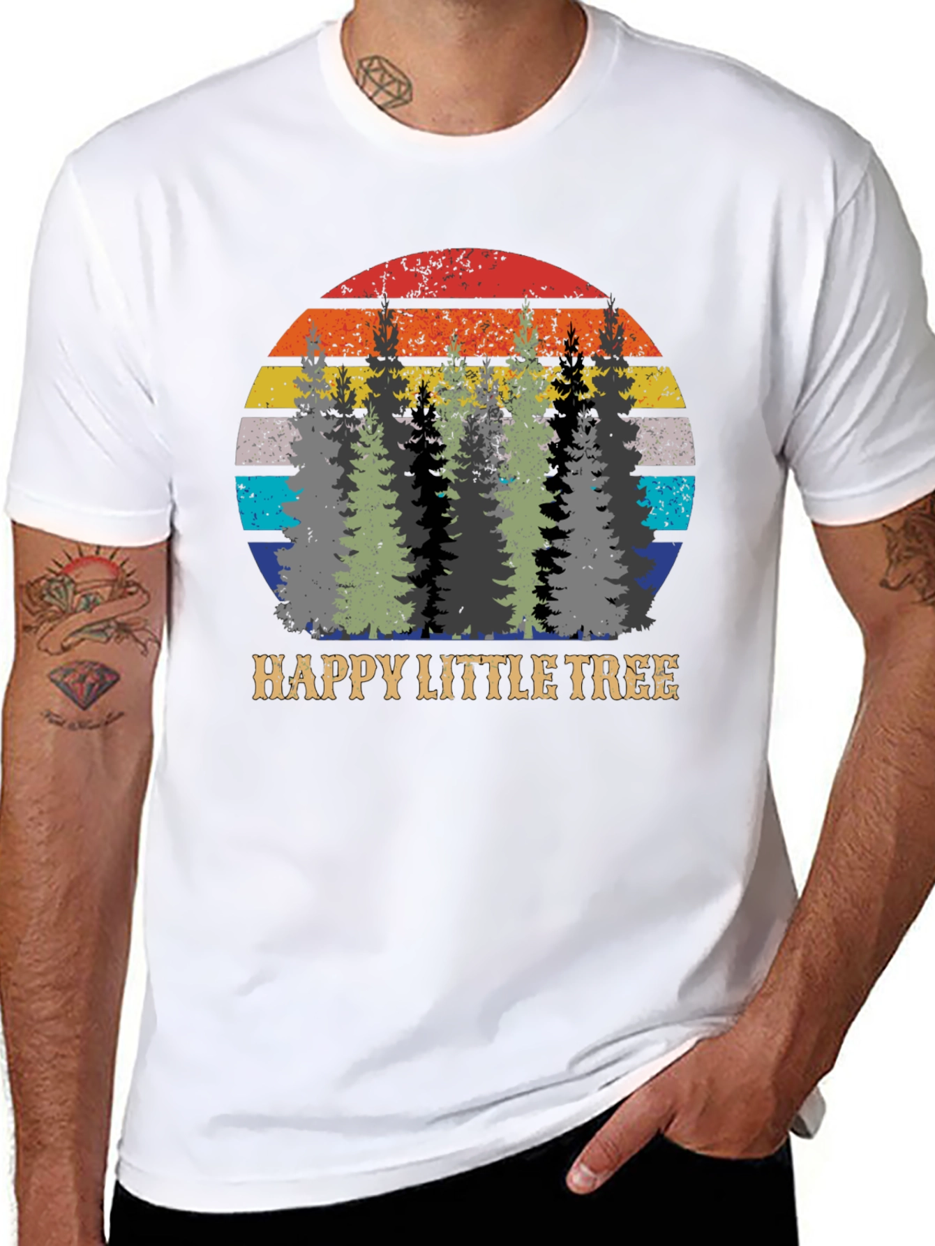 Happy Little Tree Retro Sunset Graphic Tee