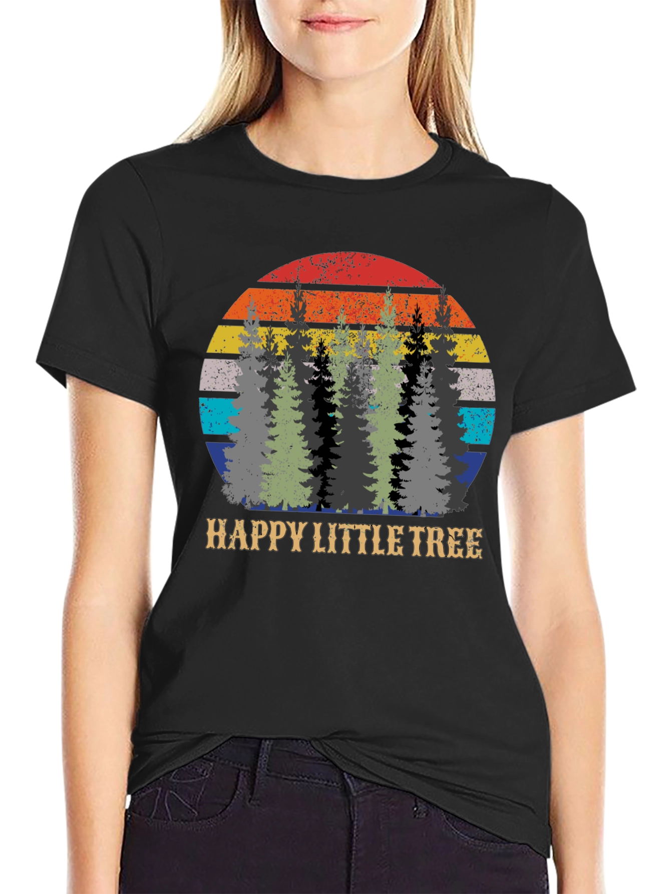 Happy Little Tree Retro Sunset Graphic Tee
