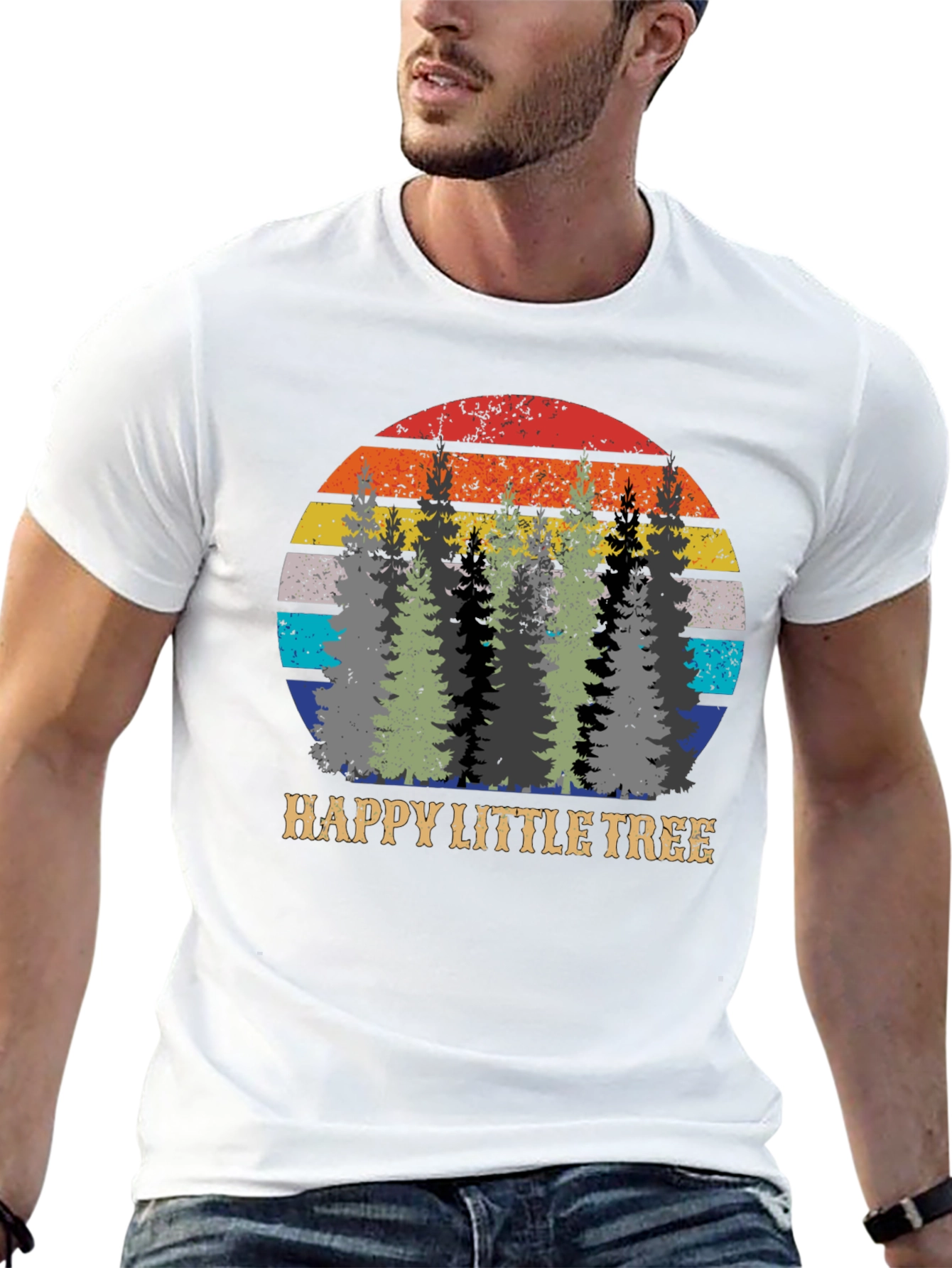 Happy Little Tree Retro Sunset Graphic Tee
