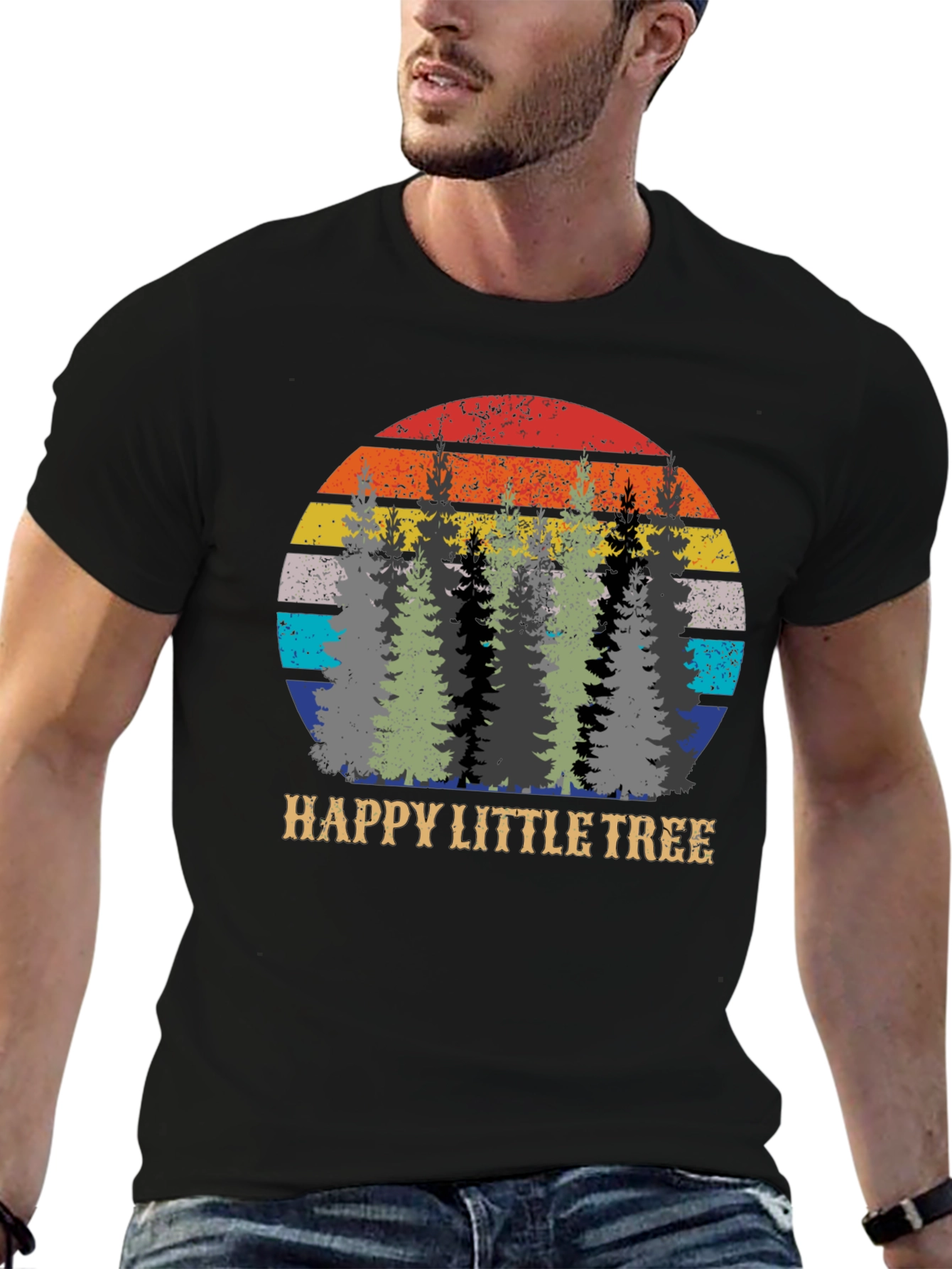 Happy Little Tree Retro Sunset Graphic Tee