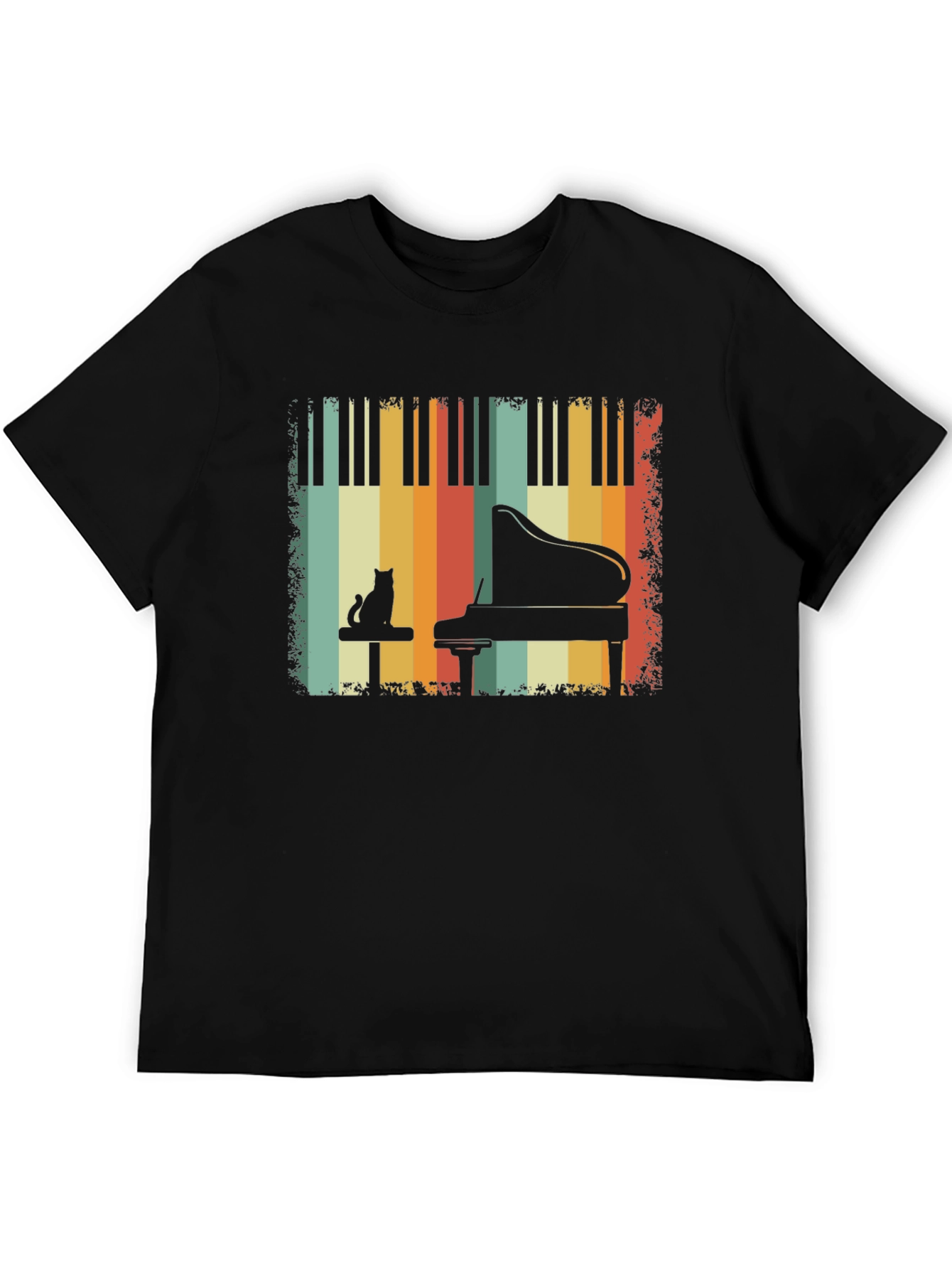 Retro Piano Cat T-Shirt