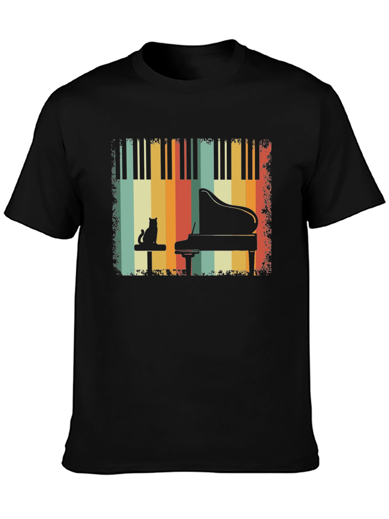 Retro Piano Cat T-Shirt
