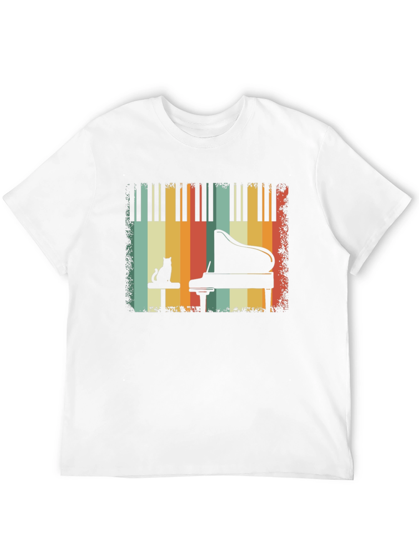 Retro Piano Cat T-Shirt