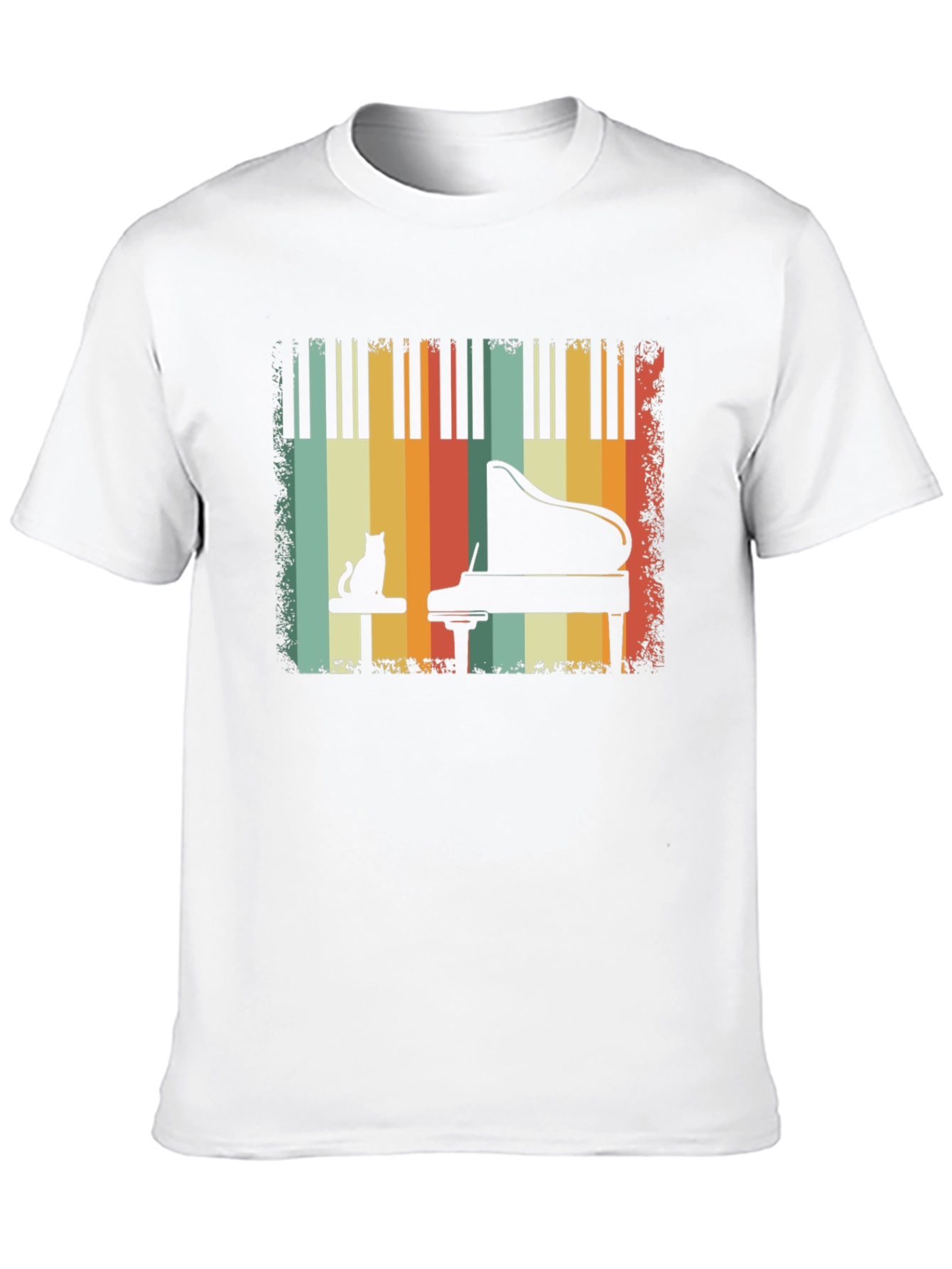 Retro Piano Cat T-Shirt