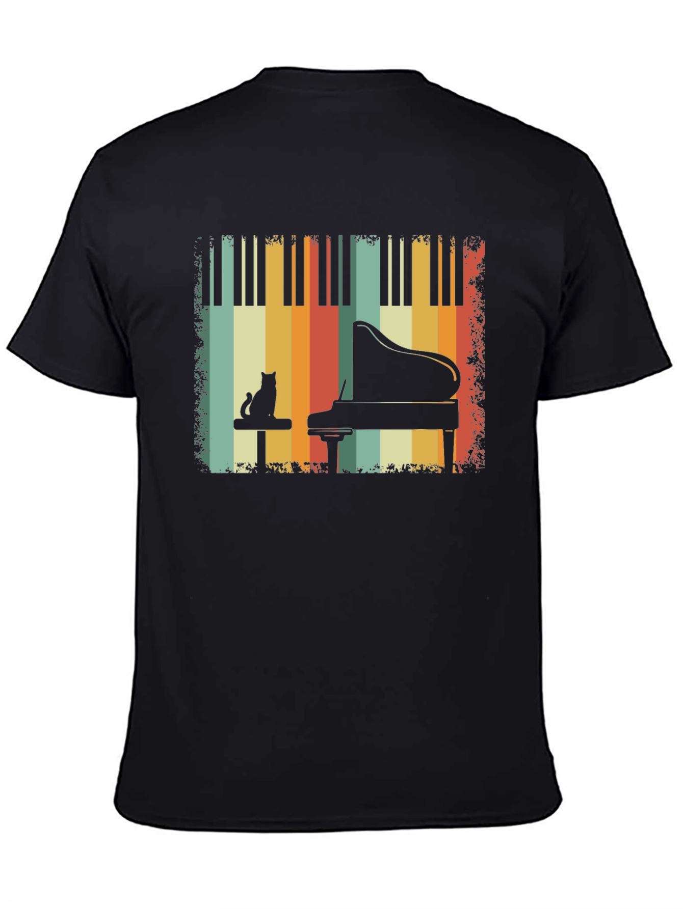 Retro Piano Cat T-Shirt