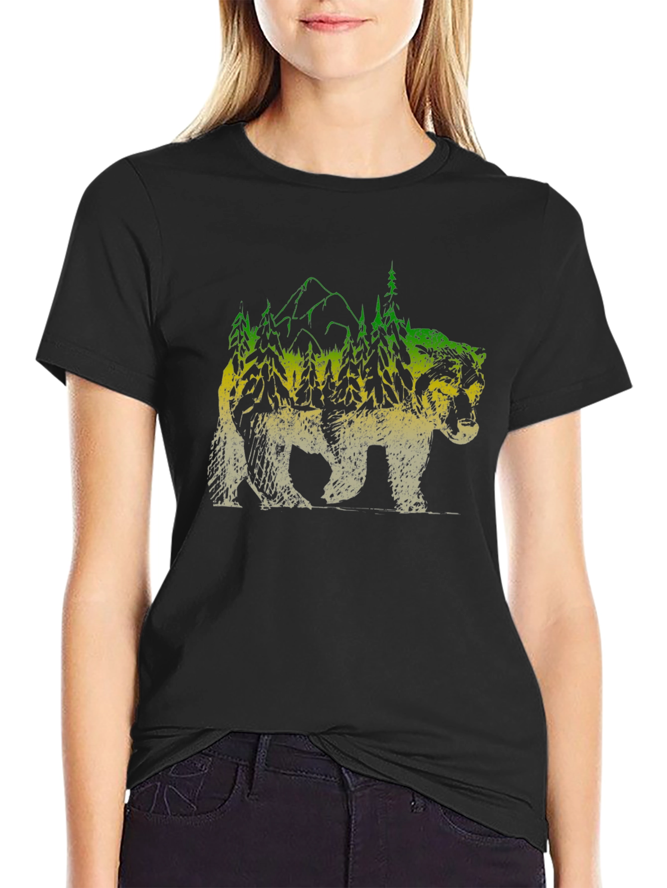 Nature Bear Graphic Tee - Mens Black T-Shirt