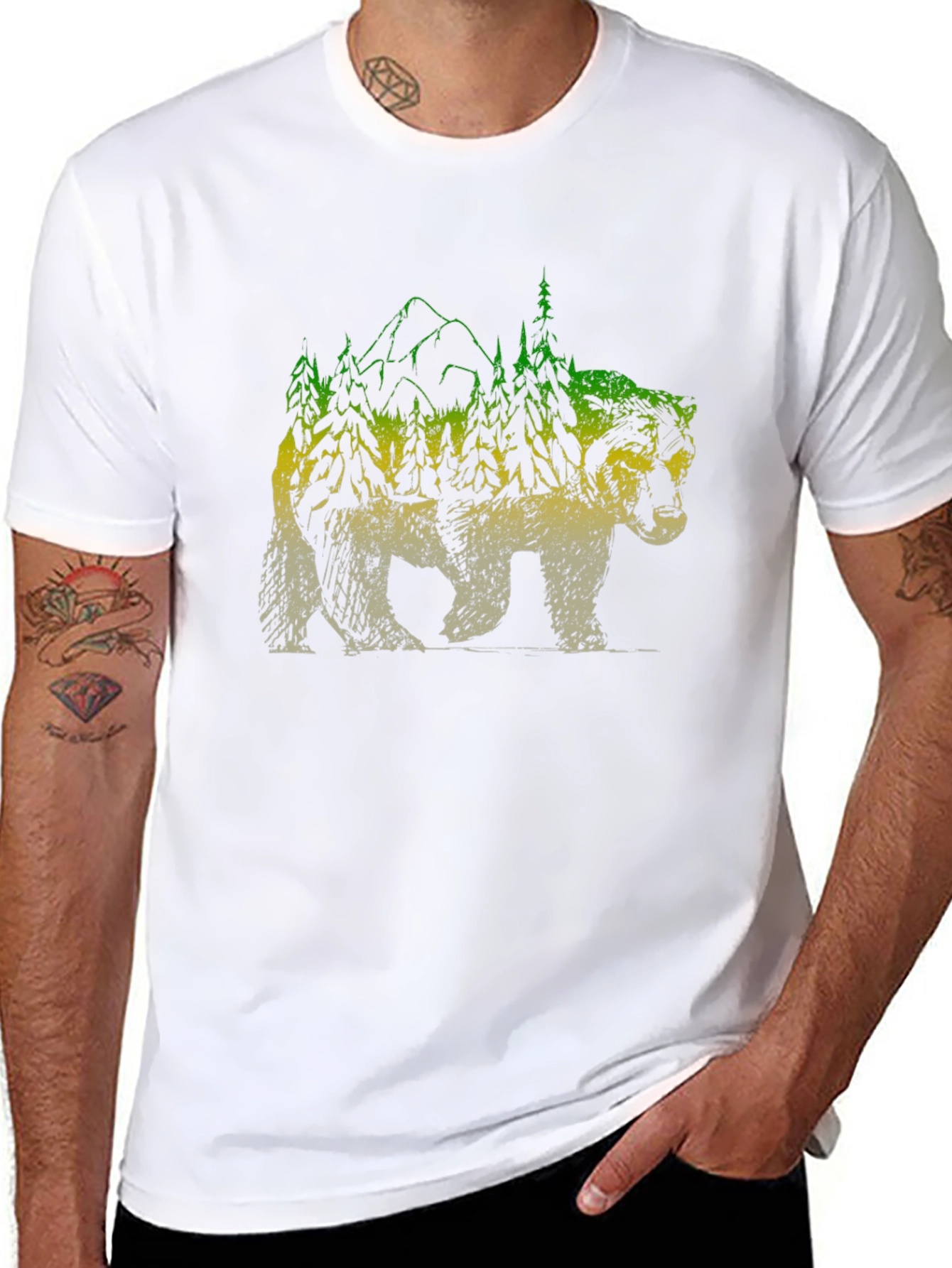 Nature Bear Graphic Tee - Mens Black T-Shirt