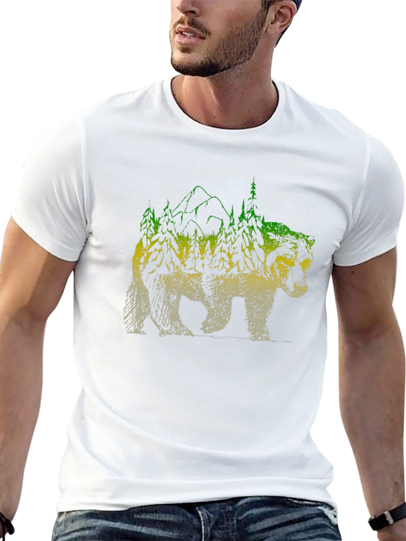 Nature Bear Graphic Tee - Mens Black T-Shirt