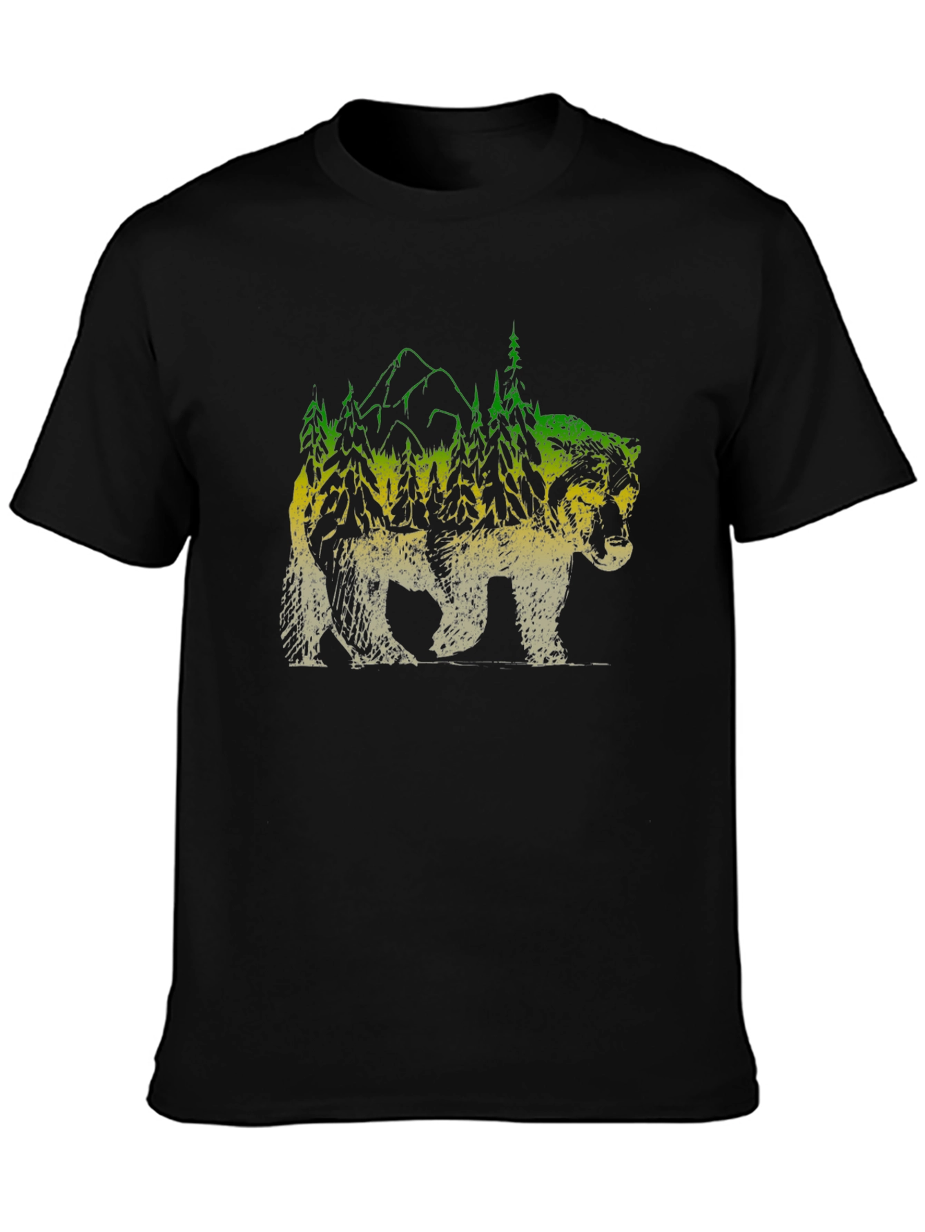 Nature Bear Graphic Tee - Mens Black T-Shirt