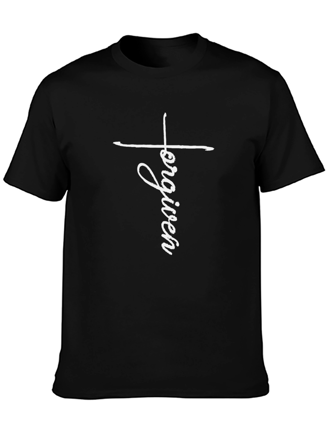Forgiven Cross Graphic Tee - Black Casual T-Shirt
